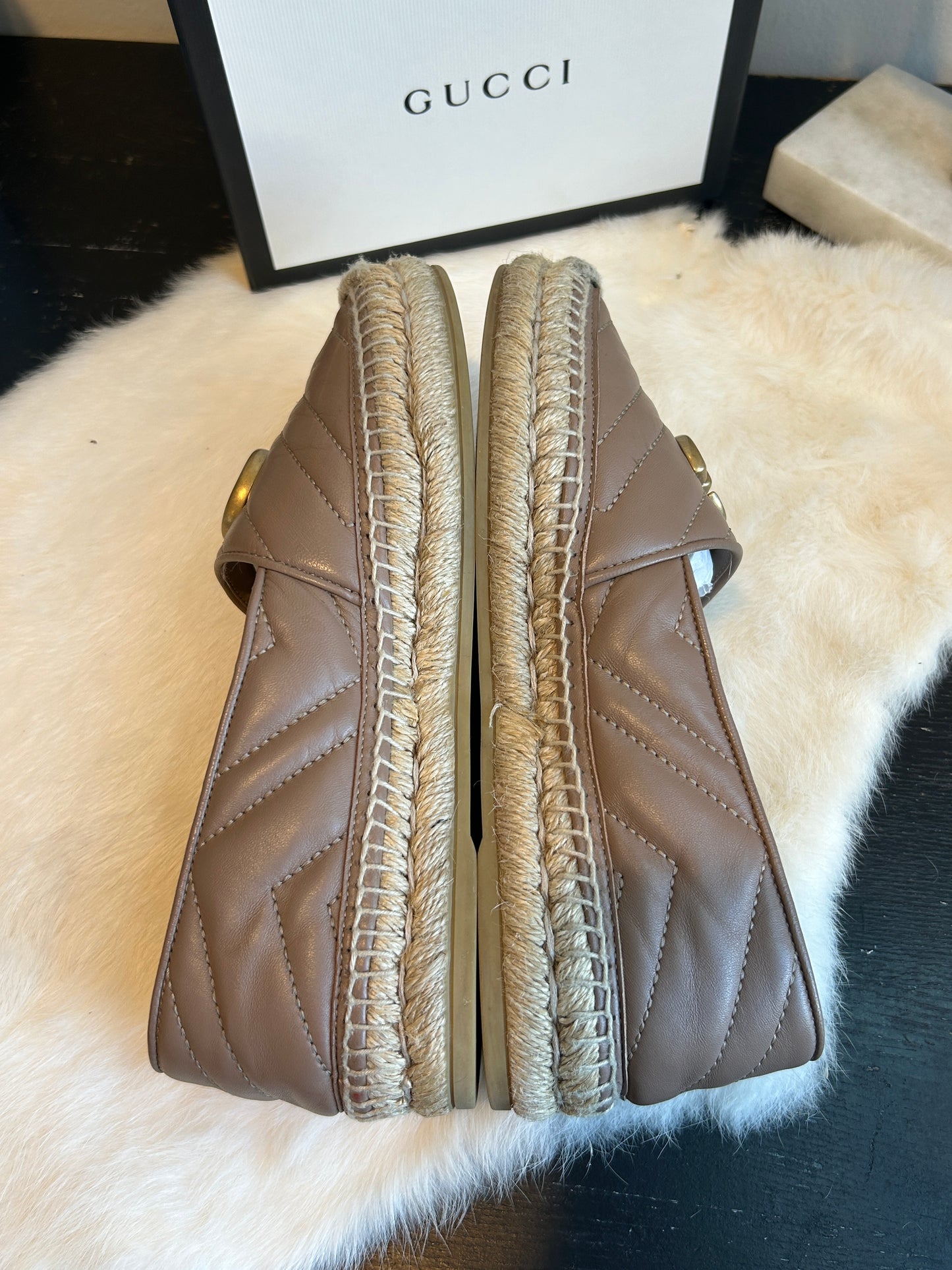 GUCCI GG Marmont Leather Espadrille 36.5