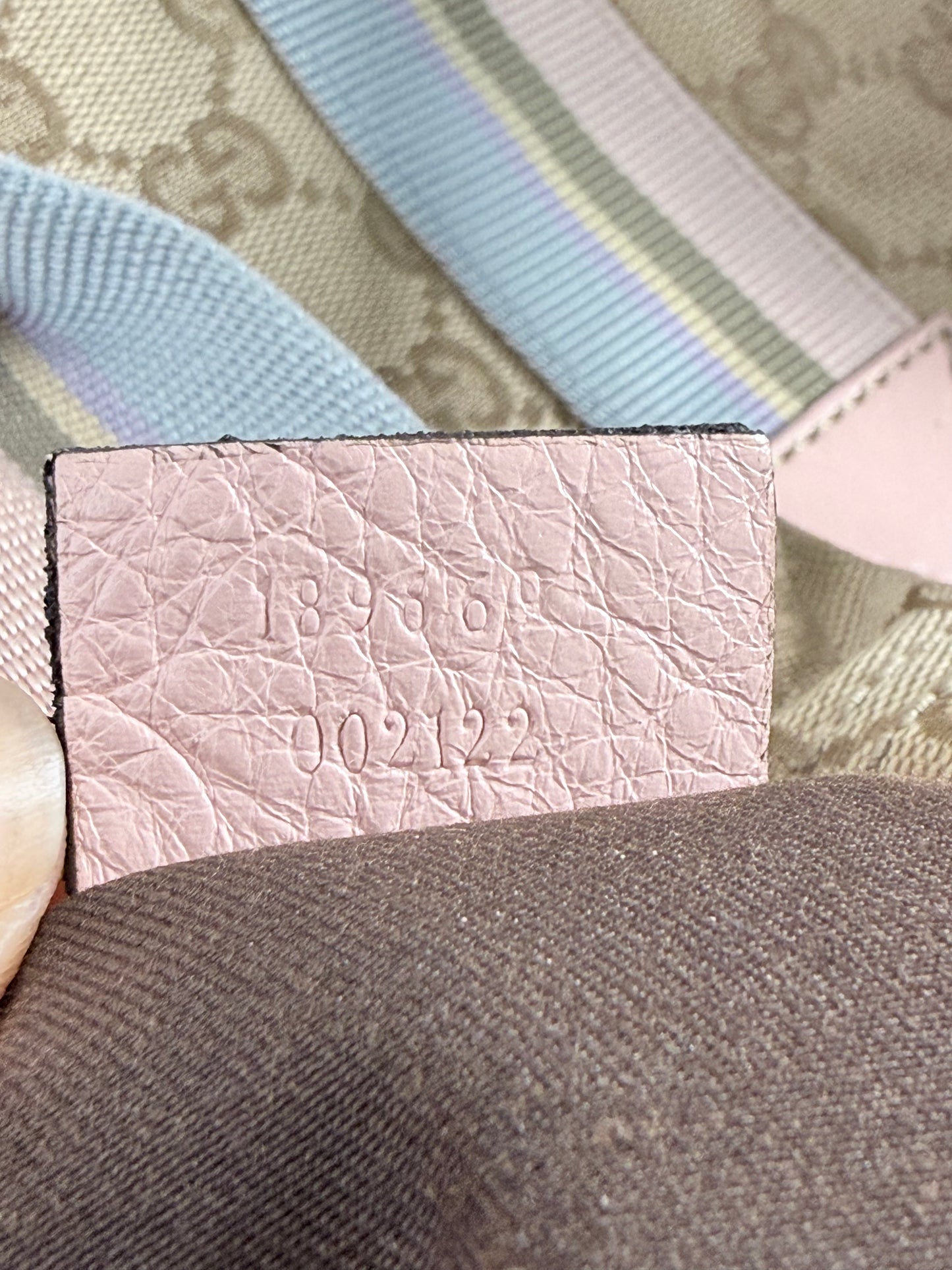 GUCCI Tan/Pink Canvas Sherry Line Web Tote