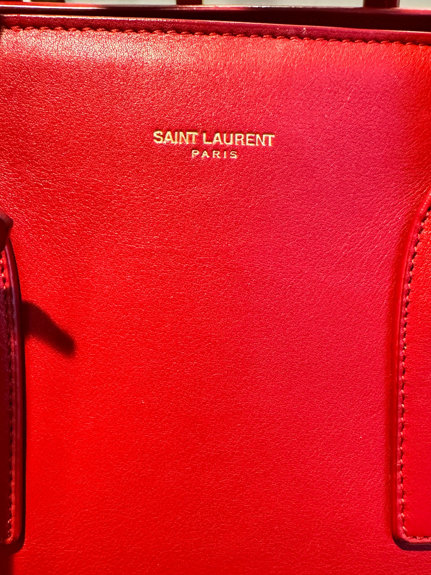 YSL Calfskin Large Sac de Jour Carryall Rouge Orient