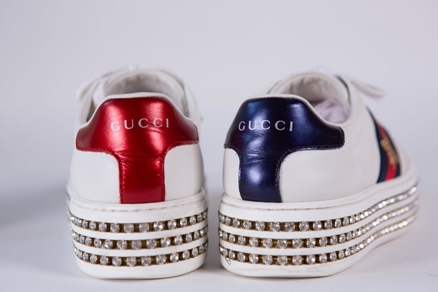 GUCCI Ace Bee Rhinestone Platforms Women's Size 35EU