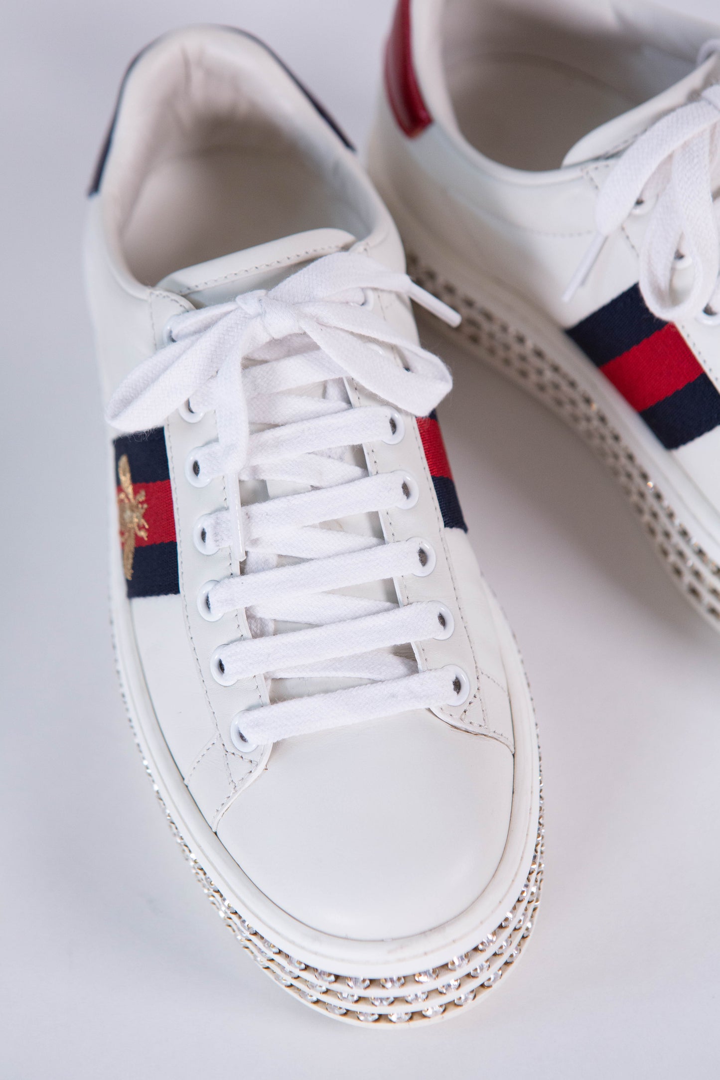 GUCCI Ace Bee Rhinestone Platforms Women's Size 35EU