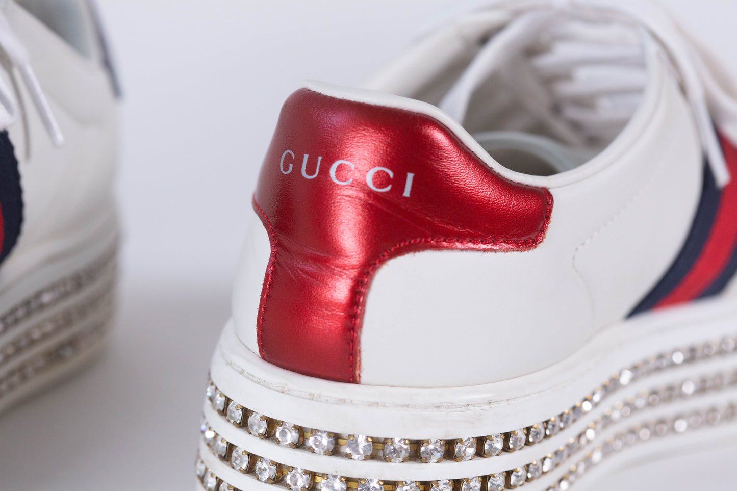 GUCCI Ace Bee Rhinestone Platforms Women's Size 35EU