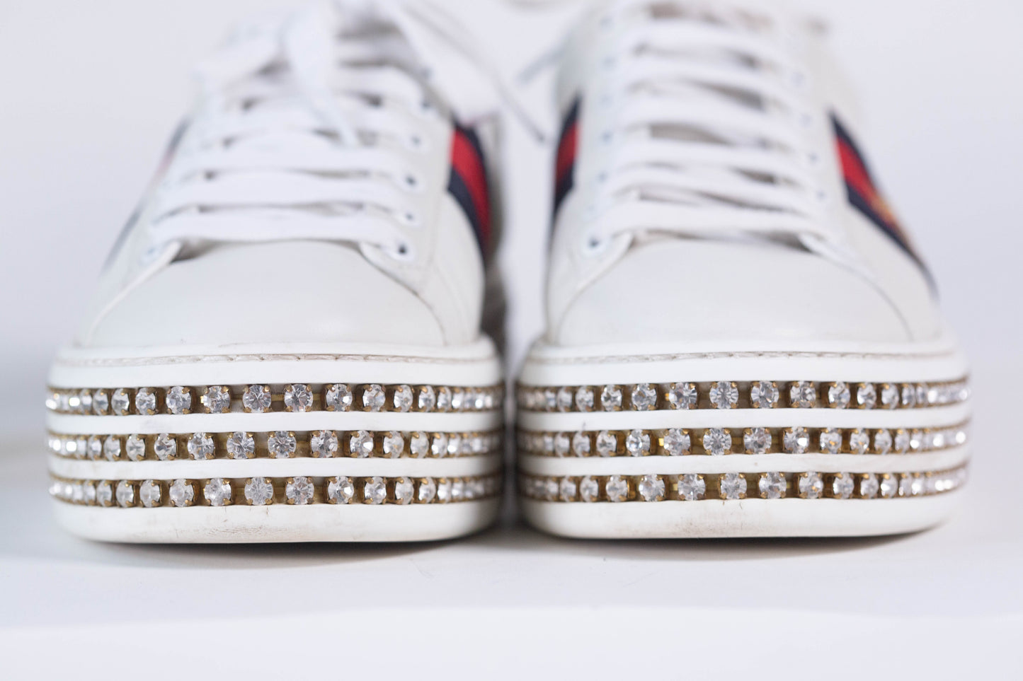 GUCCI Ace Bee Rhinestone Platforms Women's Size 35EU