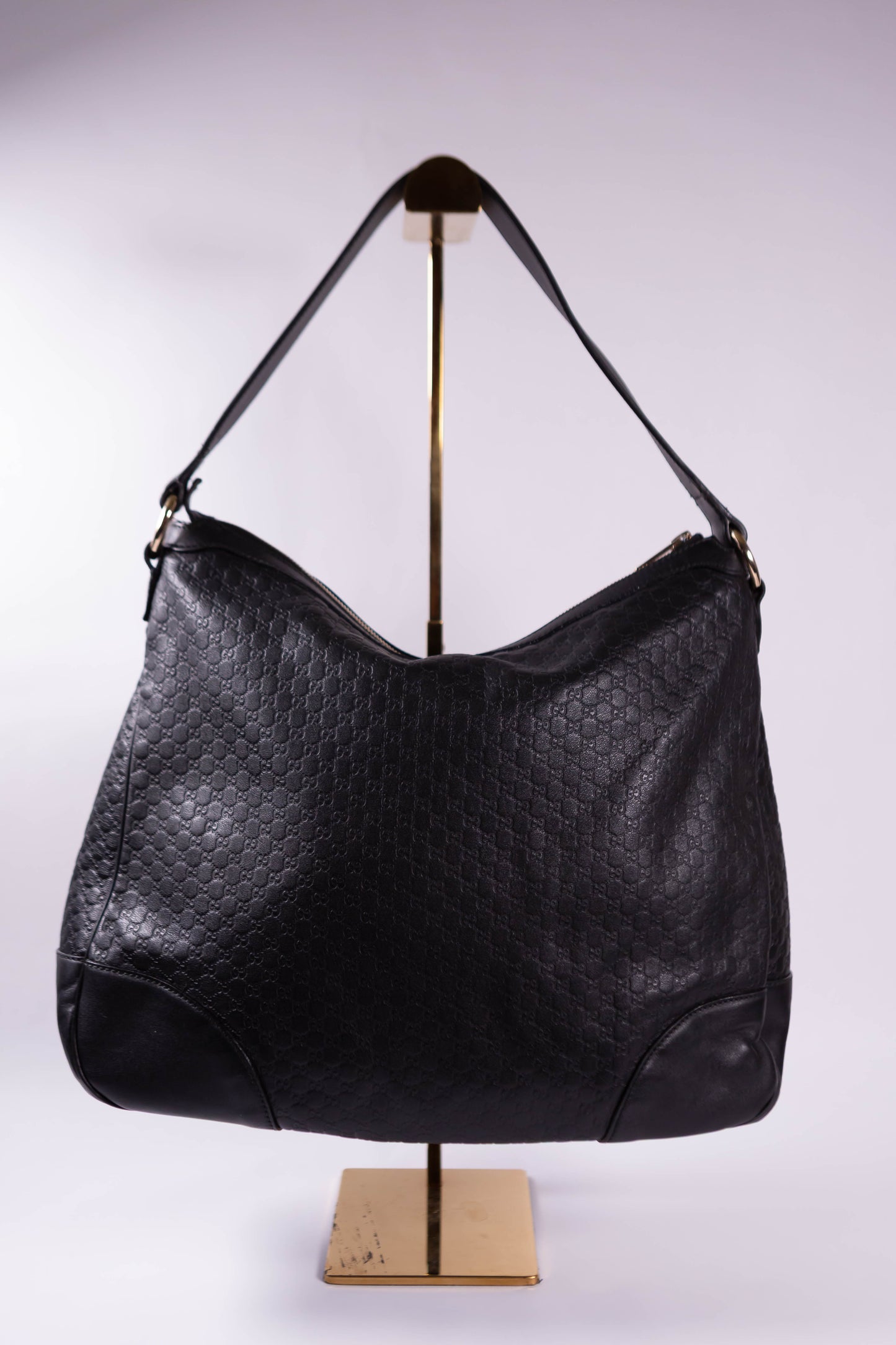 GUCCI Bree Micro-Guccissima Signature Black Large Hobo