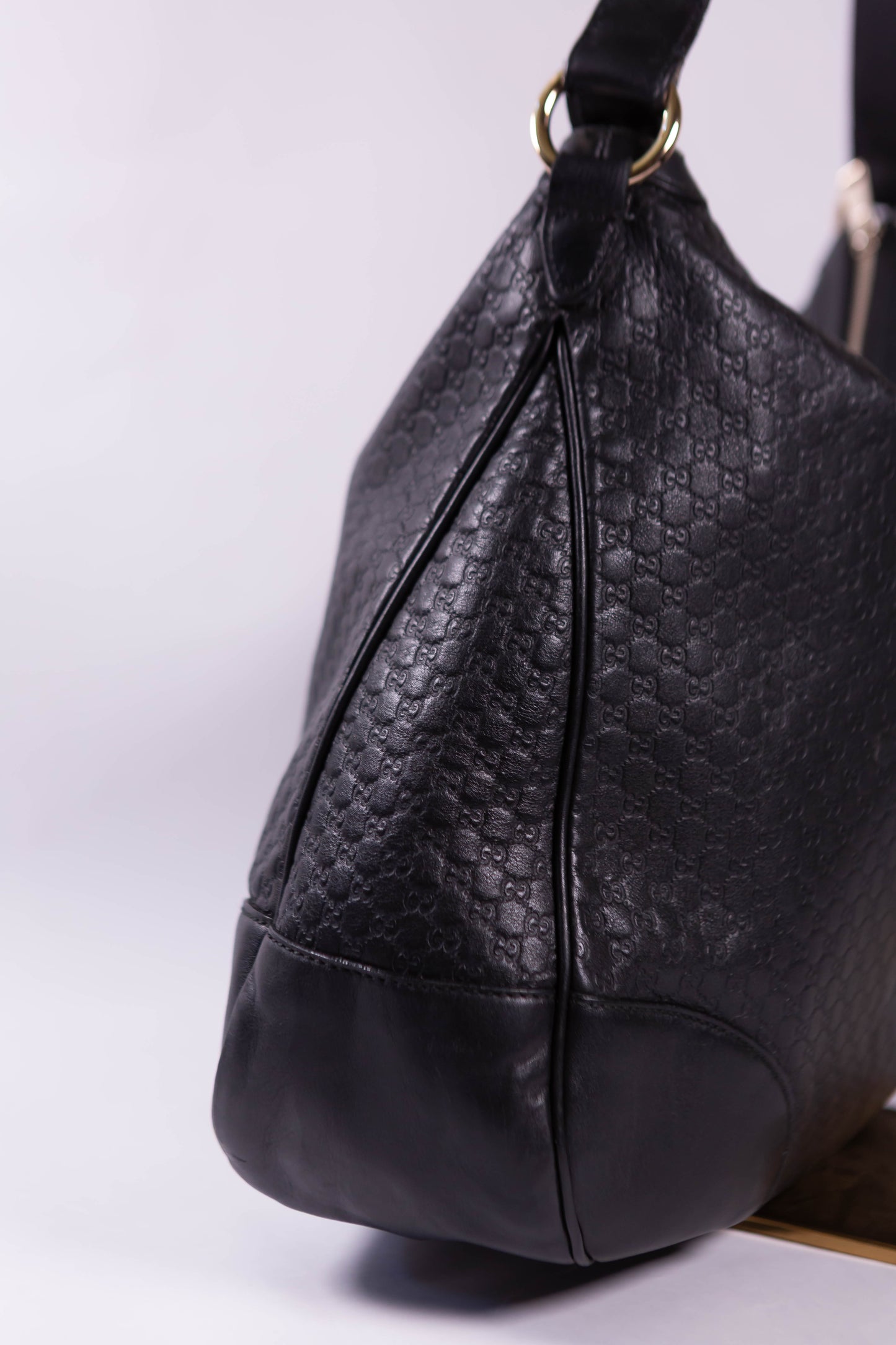 GUCCI Bree Micro-Guccissima Signature Black Large Hobo