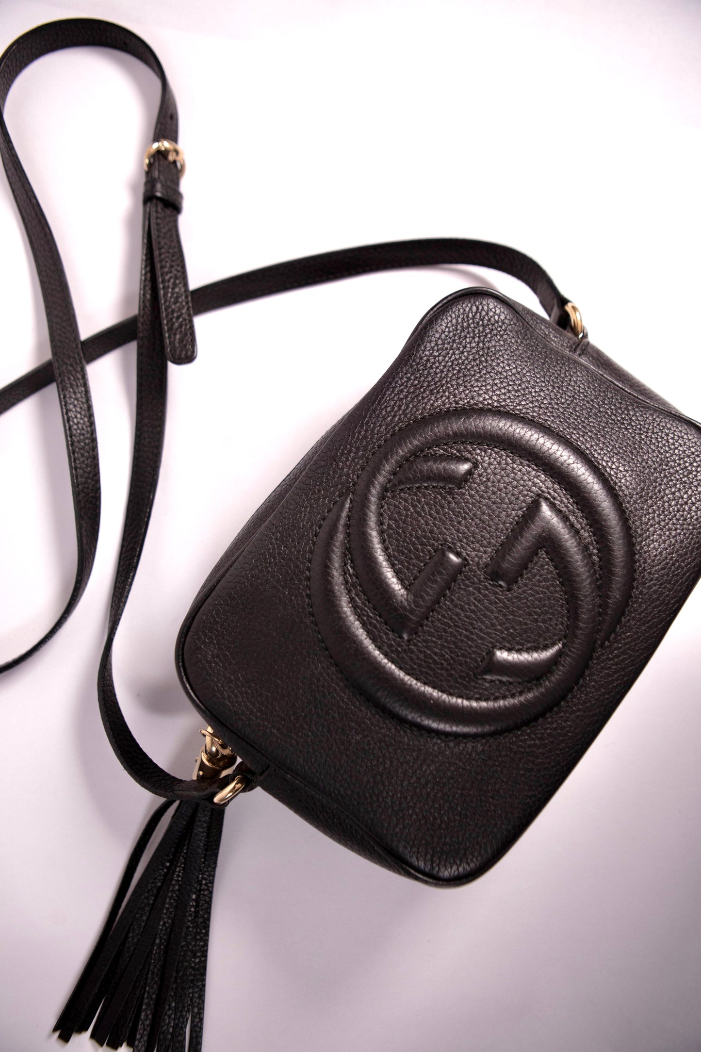 GUCCI Soho Disco Black Pebbled Camera Bag