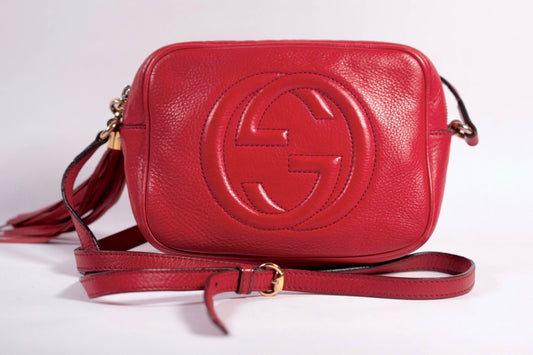 GUCCI Soho Disco Red Pebbled Camera Bag
