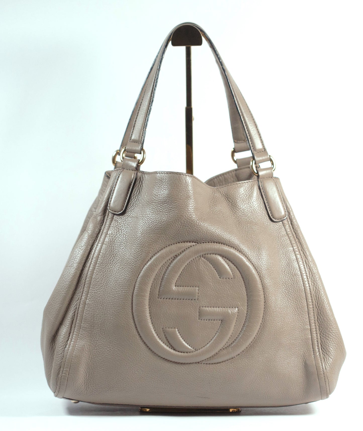 Gucci Gray Pebbled Calfskin Medium Soho Tassel Bag