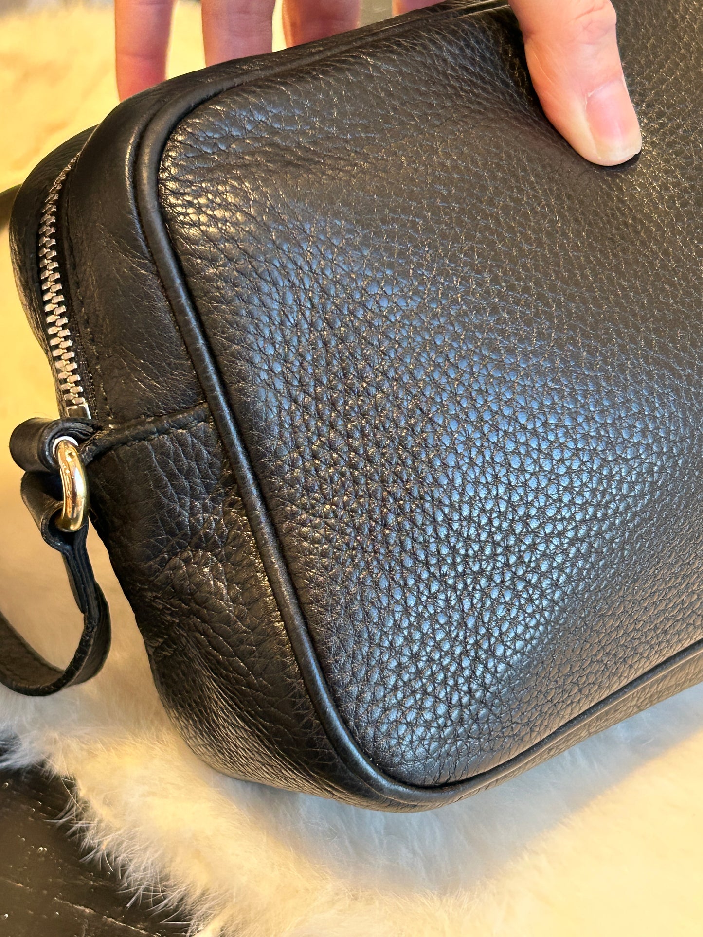 GUCCI Soho Disco Black Pebbled Camera Bag