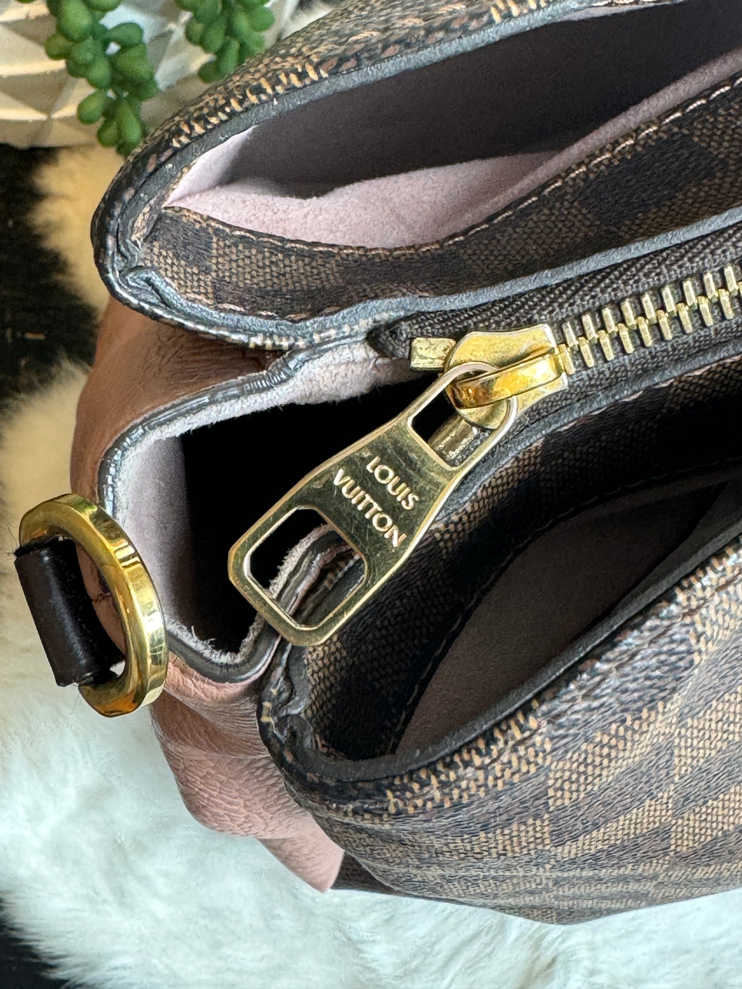 Louis Vuitton Cuir Taurillon Damier Ebene Normandy Magnolia