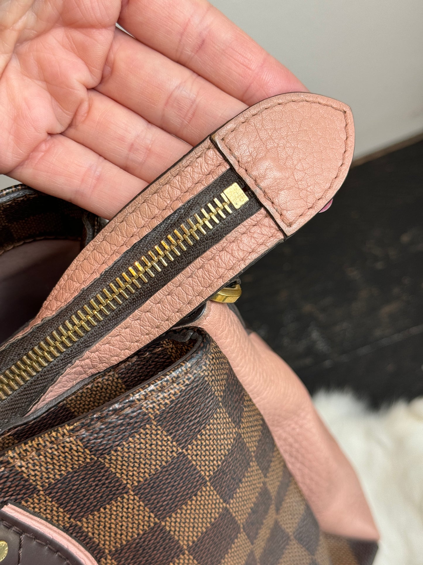 Louis Vuitton Cuir Taurillon Damier Ebene Normandy Magnolia
