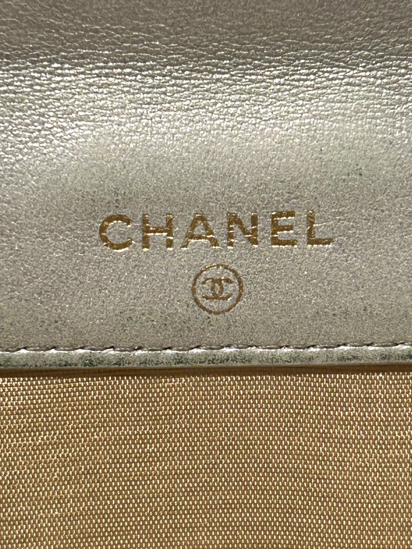 Chanel Compact Lt Silver Caviar Leather Wallet