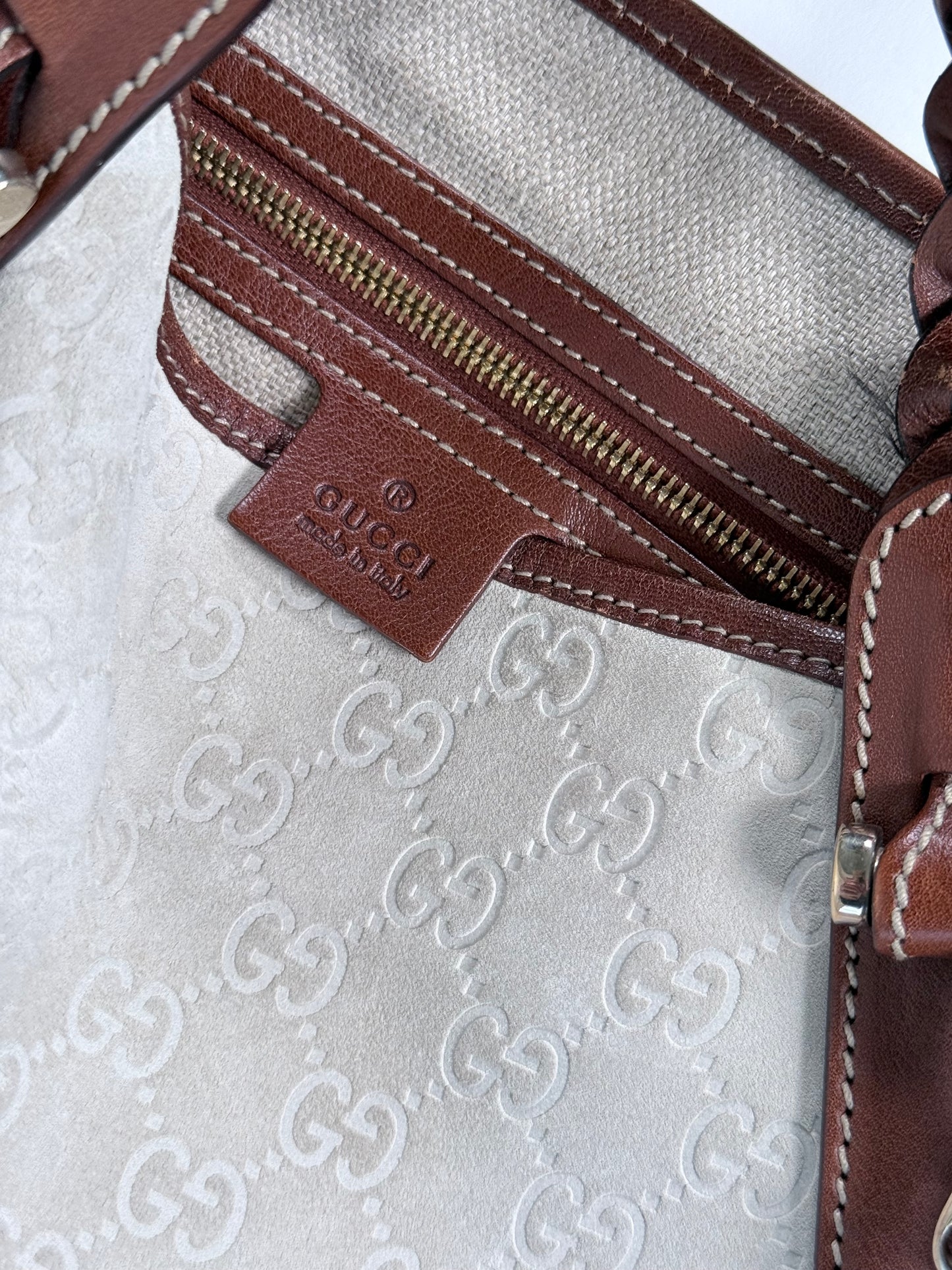 Gucci White Guccissima Suede Pelham Medium Shoulder Bag