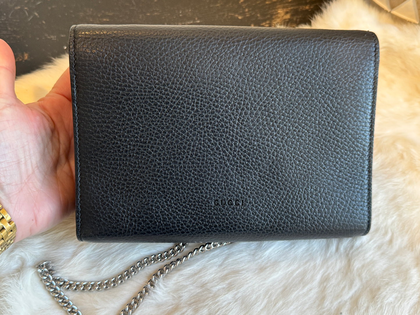 GUCCI Mini Dionysus Chain Wallet Black