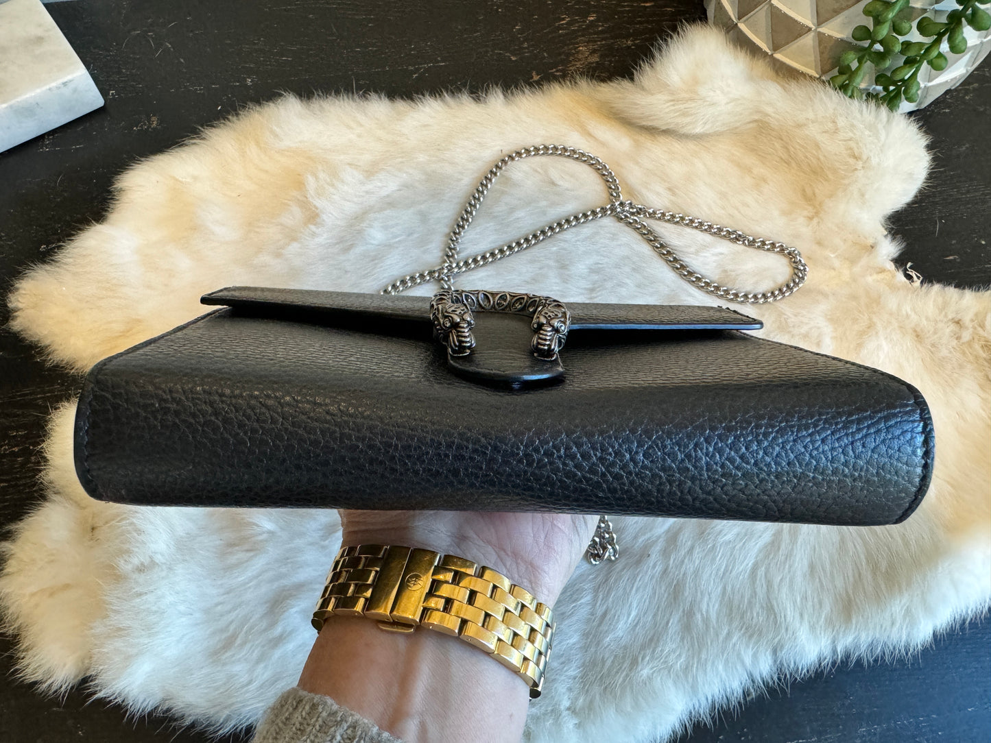 GUCCI Mini Dionysus Chain Wallet Black