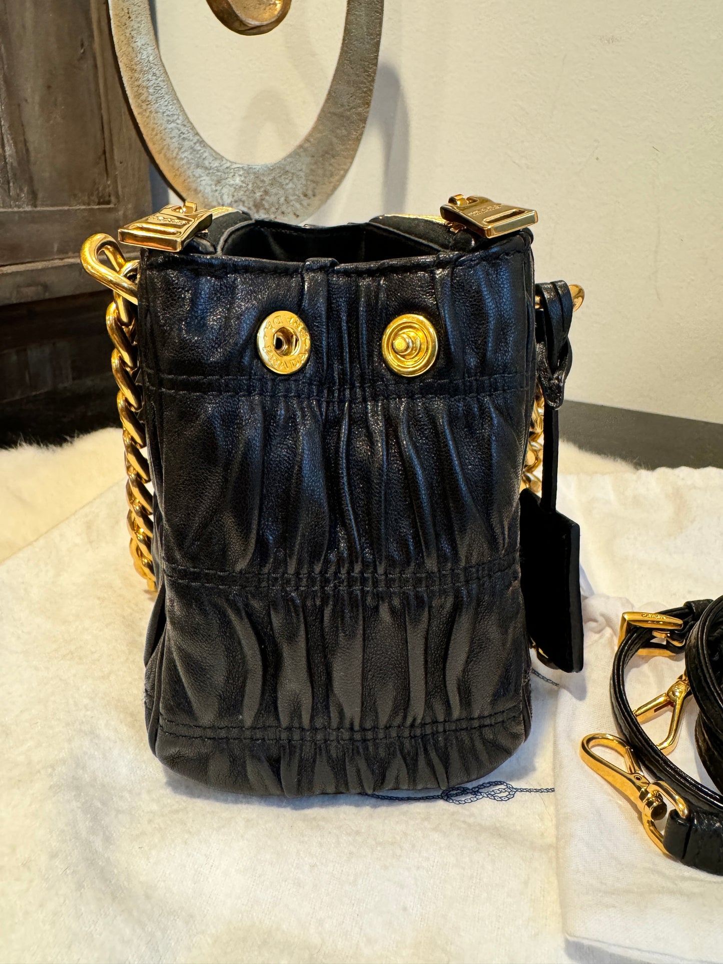 Prada Nappa Gaufre Mini Galleria Black Bag