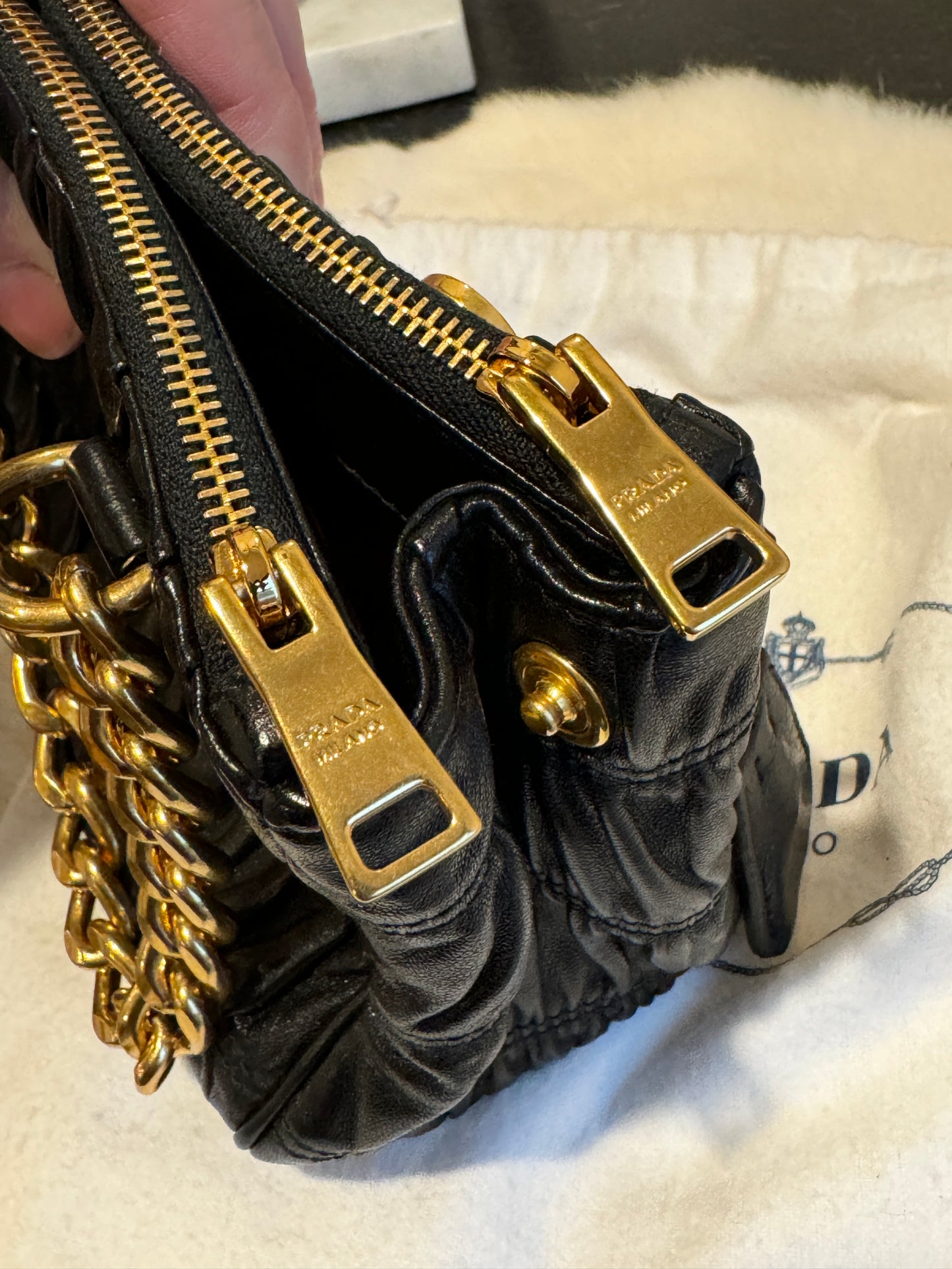 Prada Nappa Gaufre Mini Galleria Black Bag