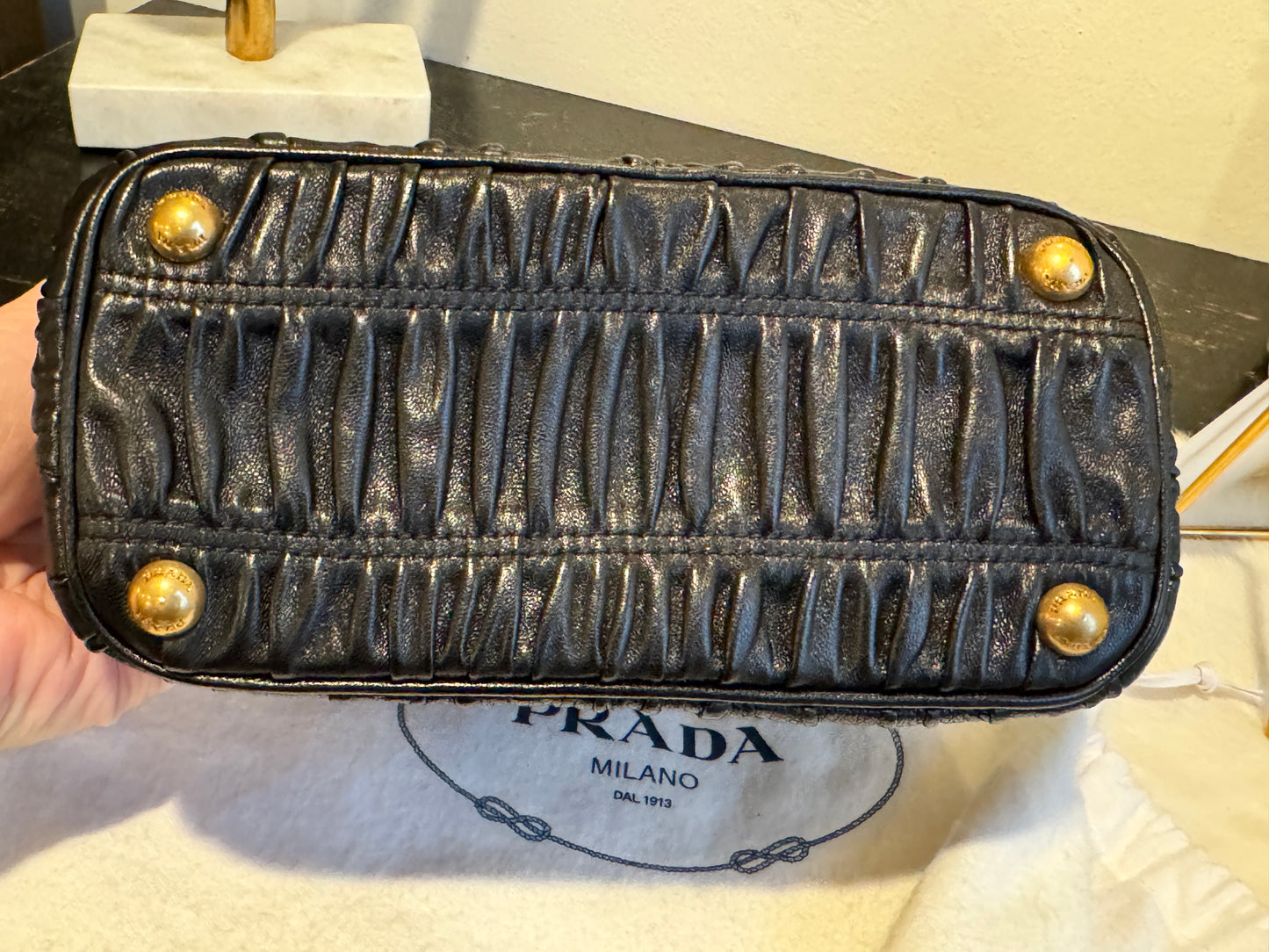 Prada Nappa Gaufre Mini Galleria Black Bag