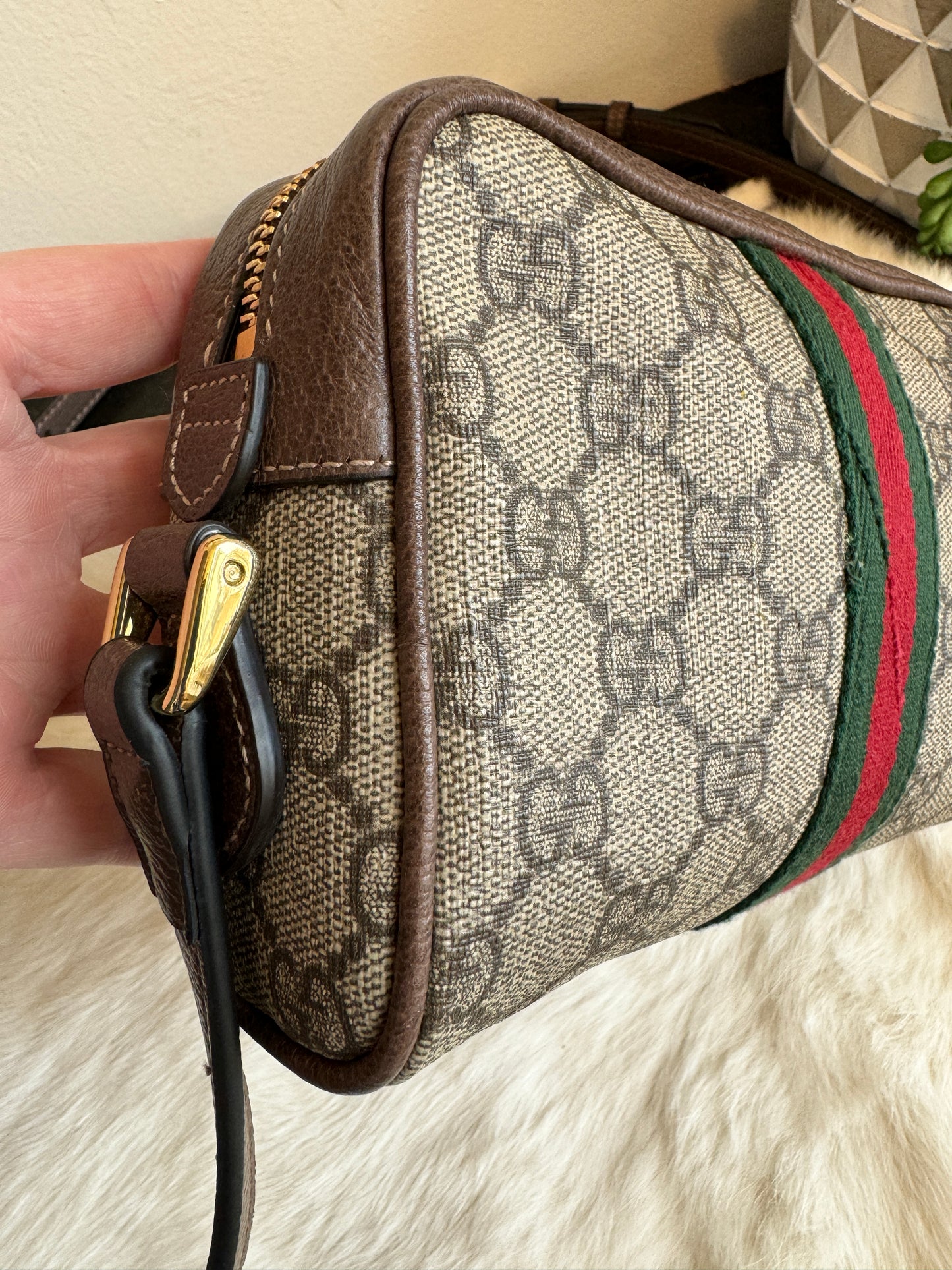 GUCCI Mini Ophidia Supreme Canvas Web Crossbody