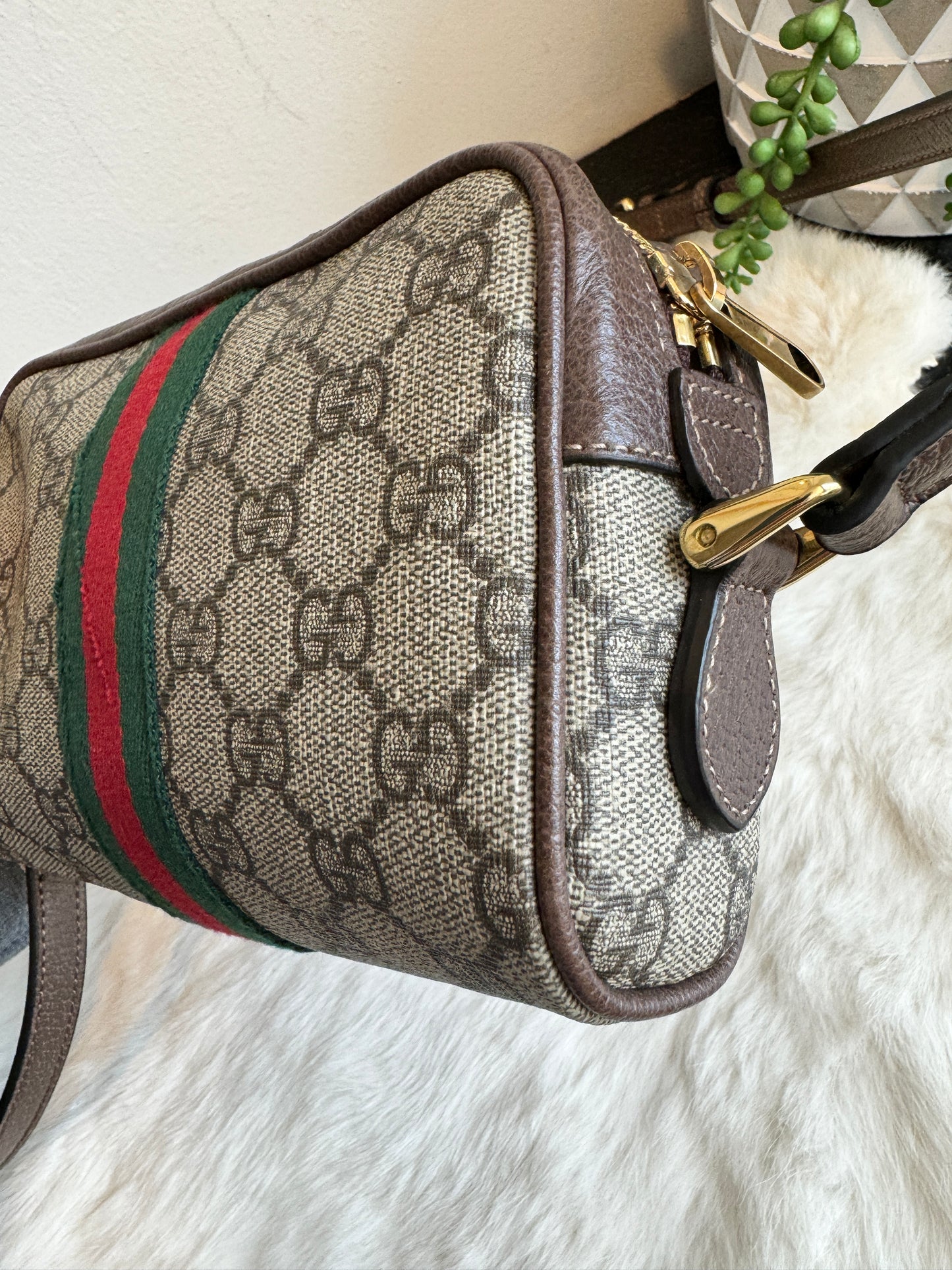 GUCCI Mini Ophidia Supreme Canvas Web Crossbody