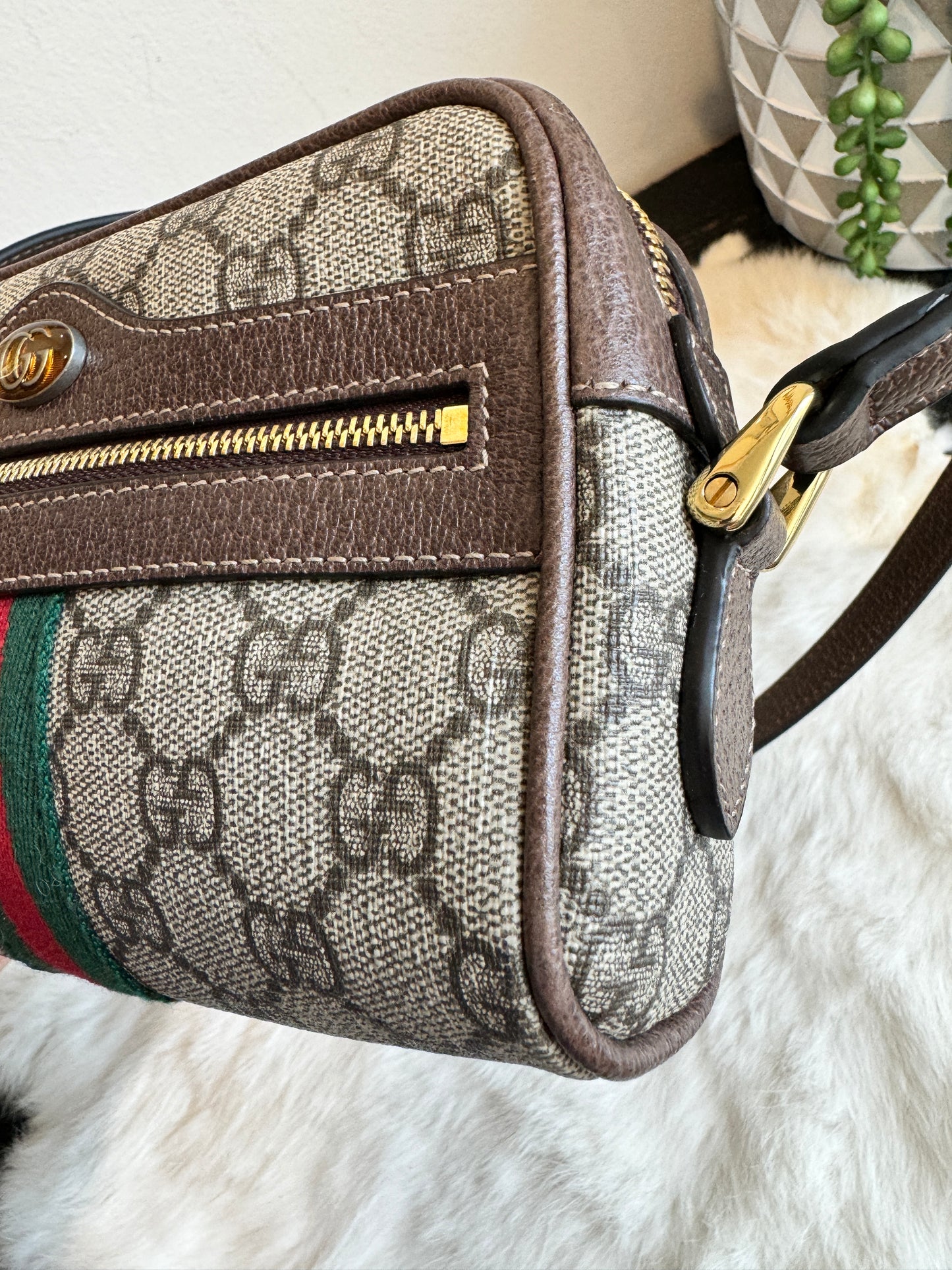 GUCCI Mini Ophidia Supreme Canvas Web Crossbody