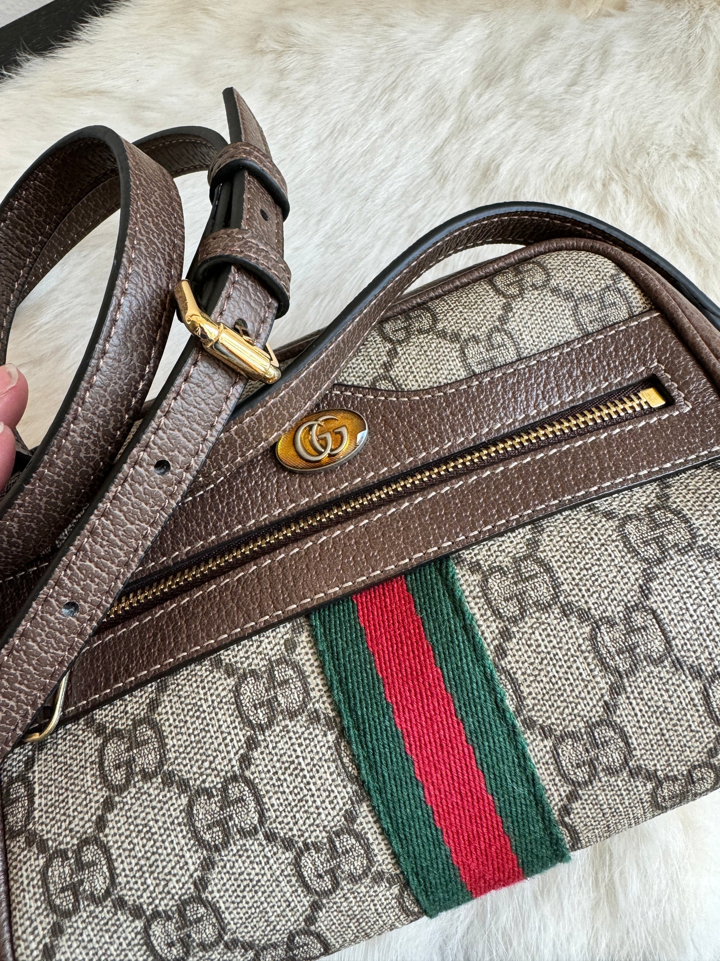 GUCCI Mini Ophidia Supreme Canvas Web Crossbody