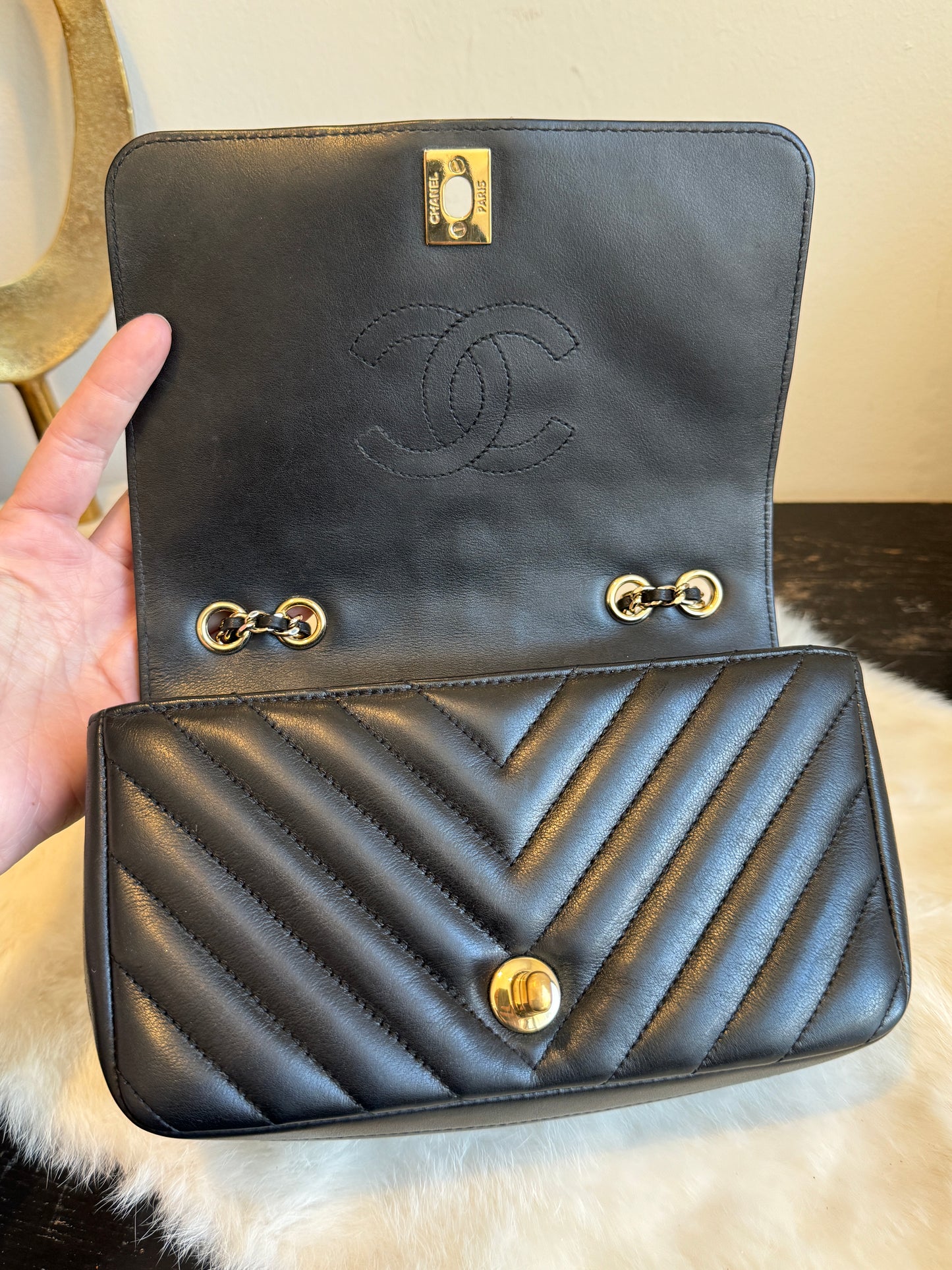 Chanel Black Calfskin Statement Mini