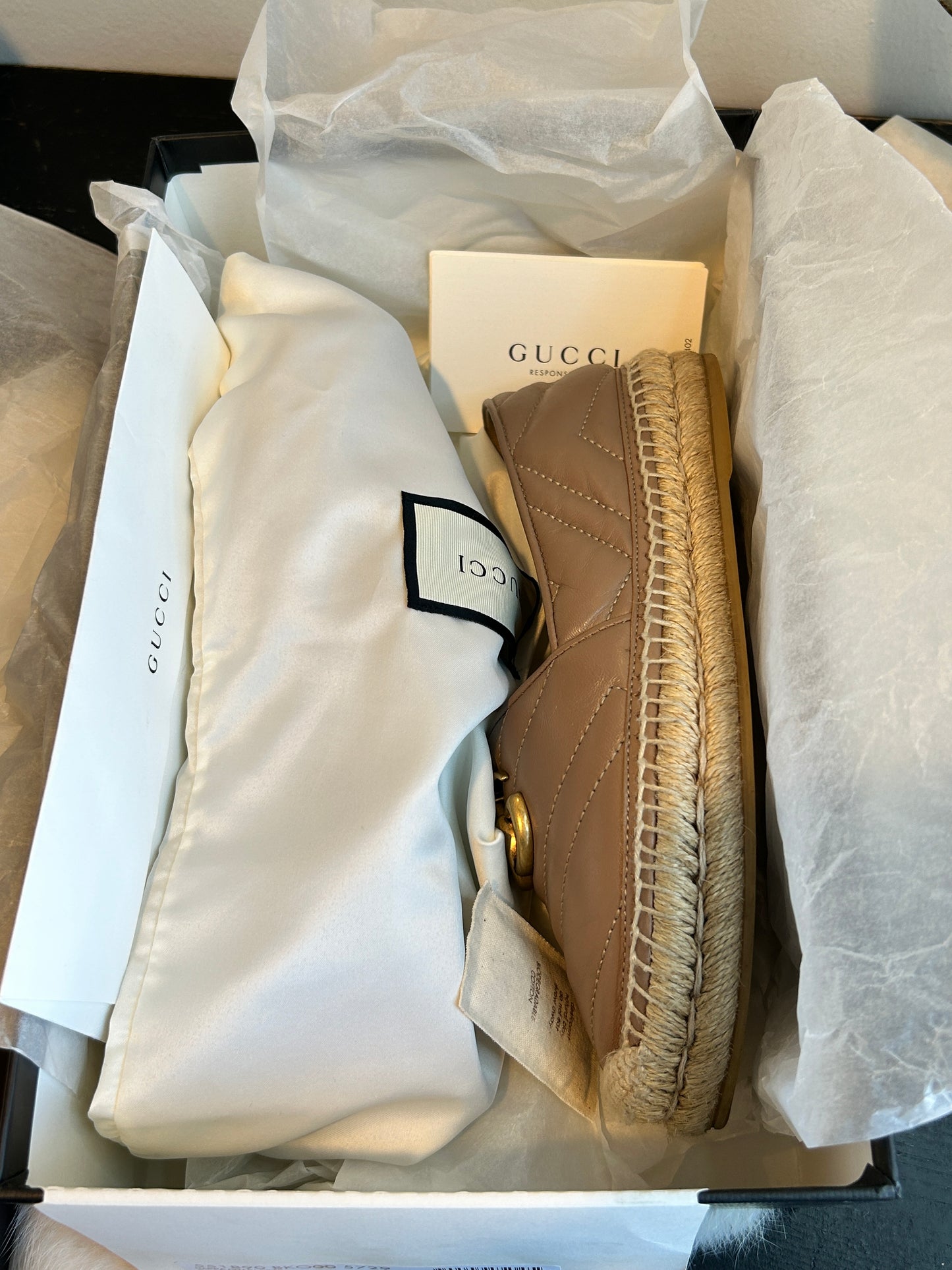 GUCCI GG Marmont Leather Espadrille 36.5