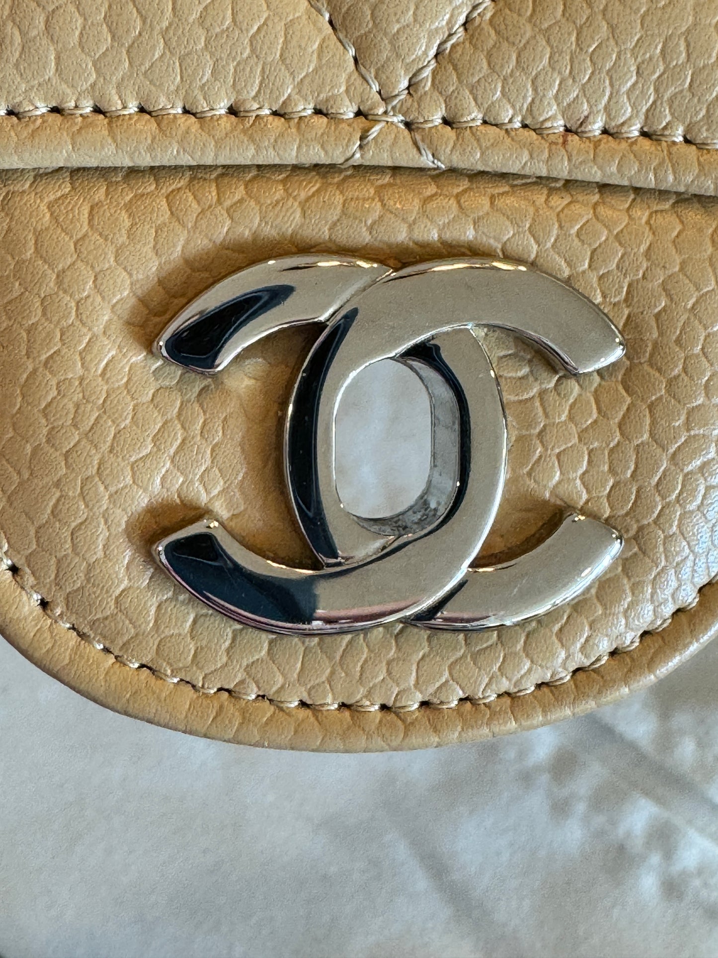 Chanel Beige Caviar Classic Double Flap Medium