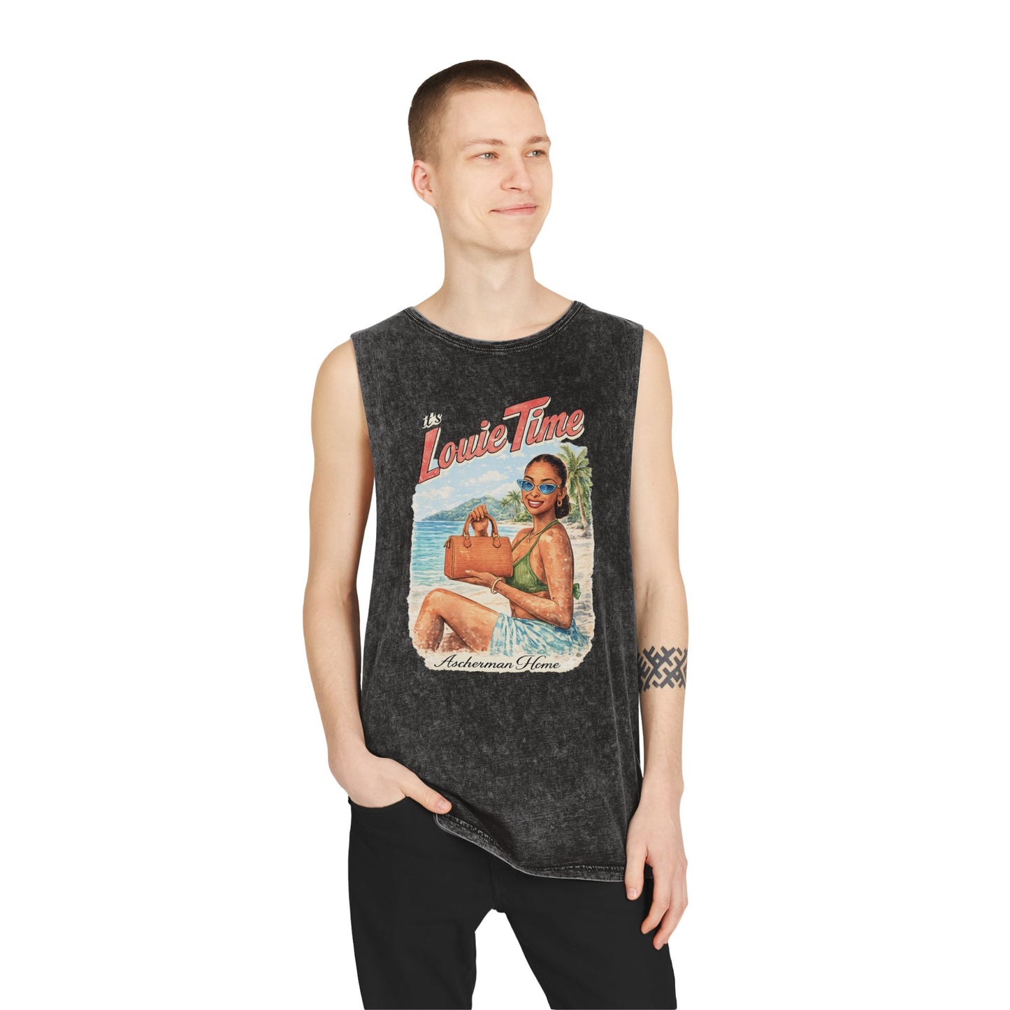 'Louie Time' Vintage Beach Unisex Muscle Tank