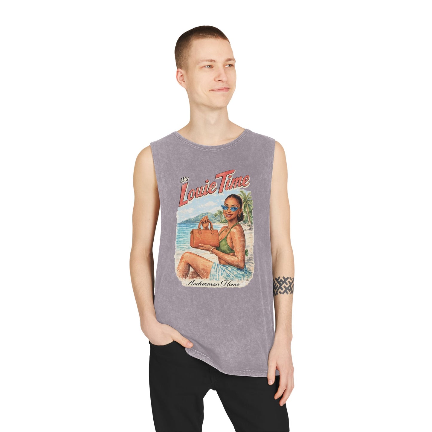 'Louie Time' Vintage Beach Unisex Muscle Tank