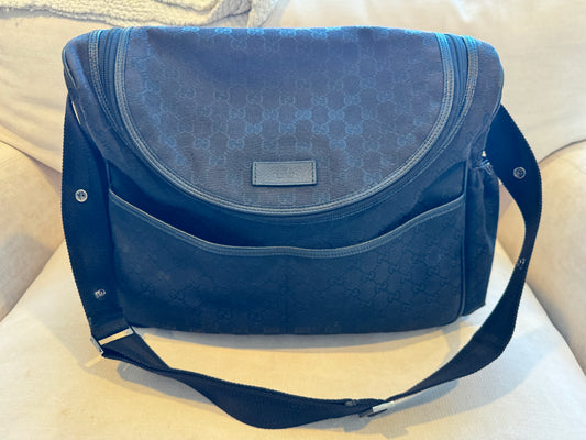 GUCCI Black Canvas Diaper Bag