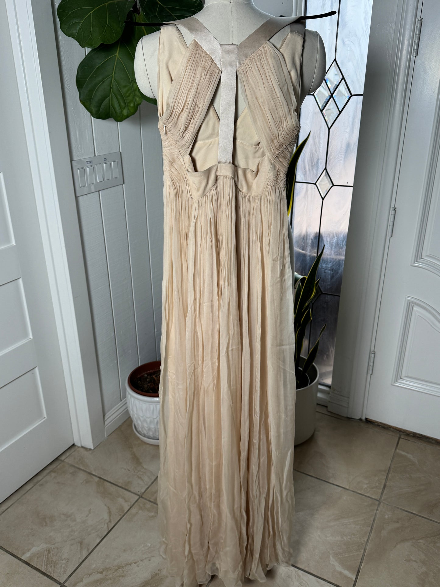 Versace Designer Couture Gown Silk Beige 38/4
