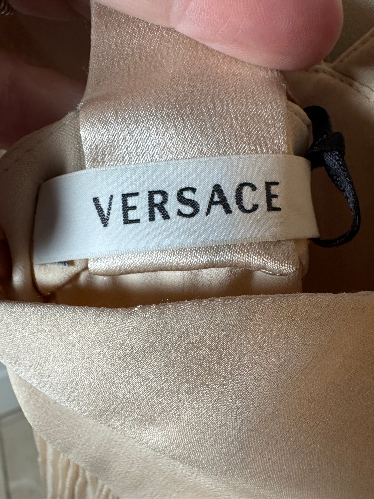 Versace Designer Couture Gown Silk Beige 38/4