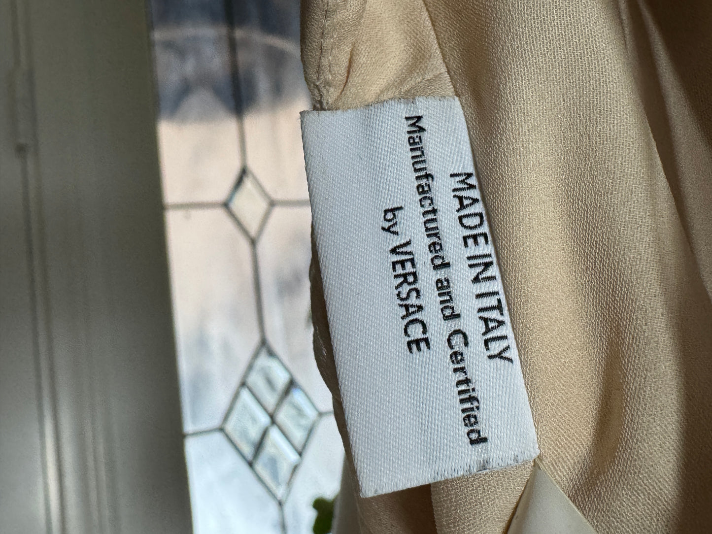 Versace Designer Couture Gown Silk Beige 38/4