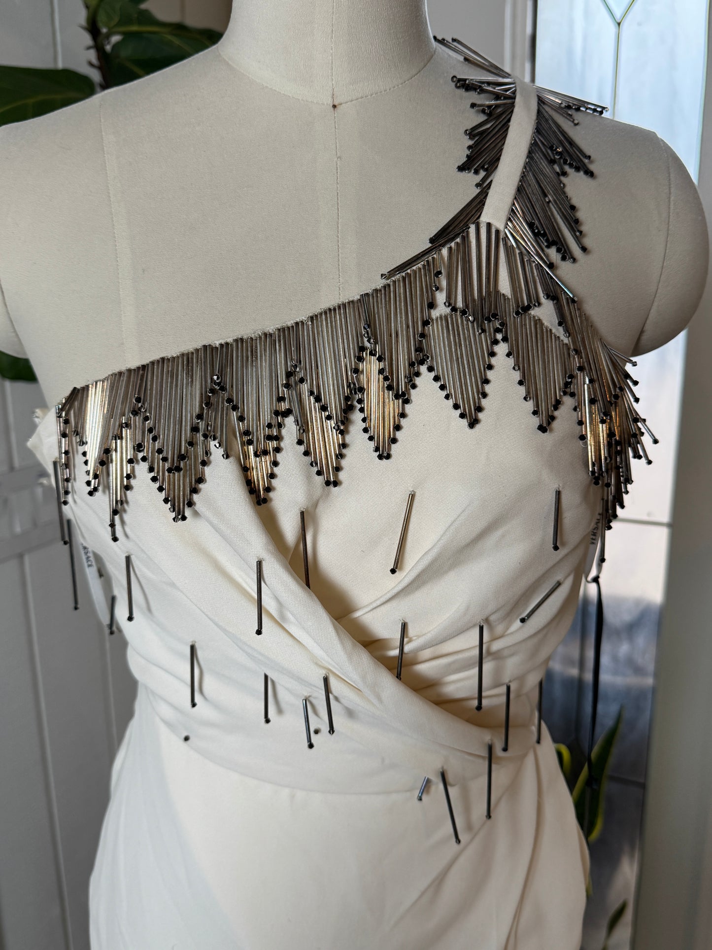 Versace Couture One Shoulder Silk Beaded Gown 40/6