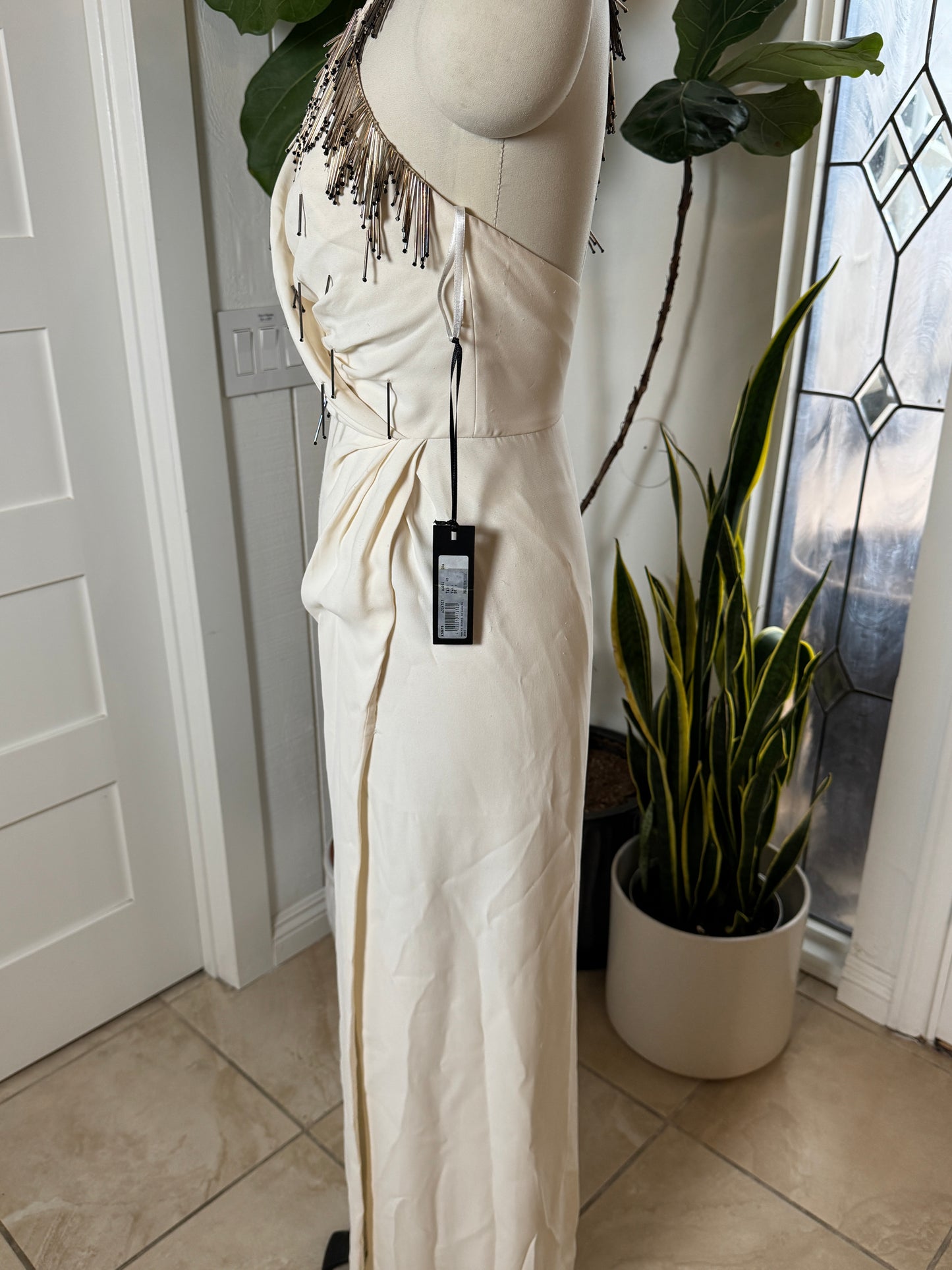 Versace Couture One Shoulder Silk Beaded Gown 40/6
