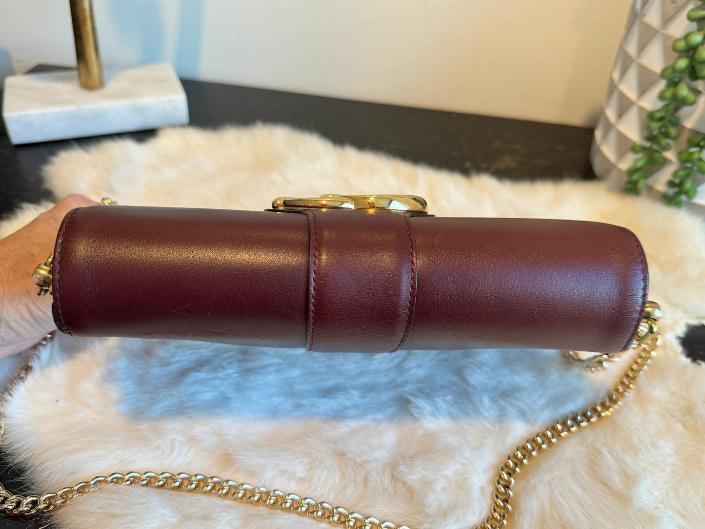 GUCCI Arli Leather Burgundy Small Crossbody