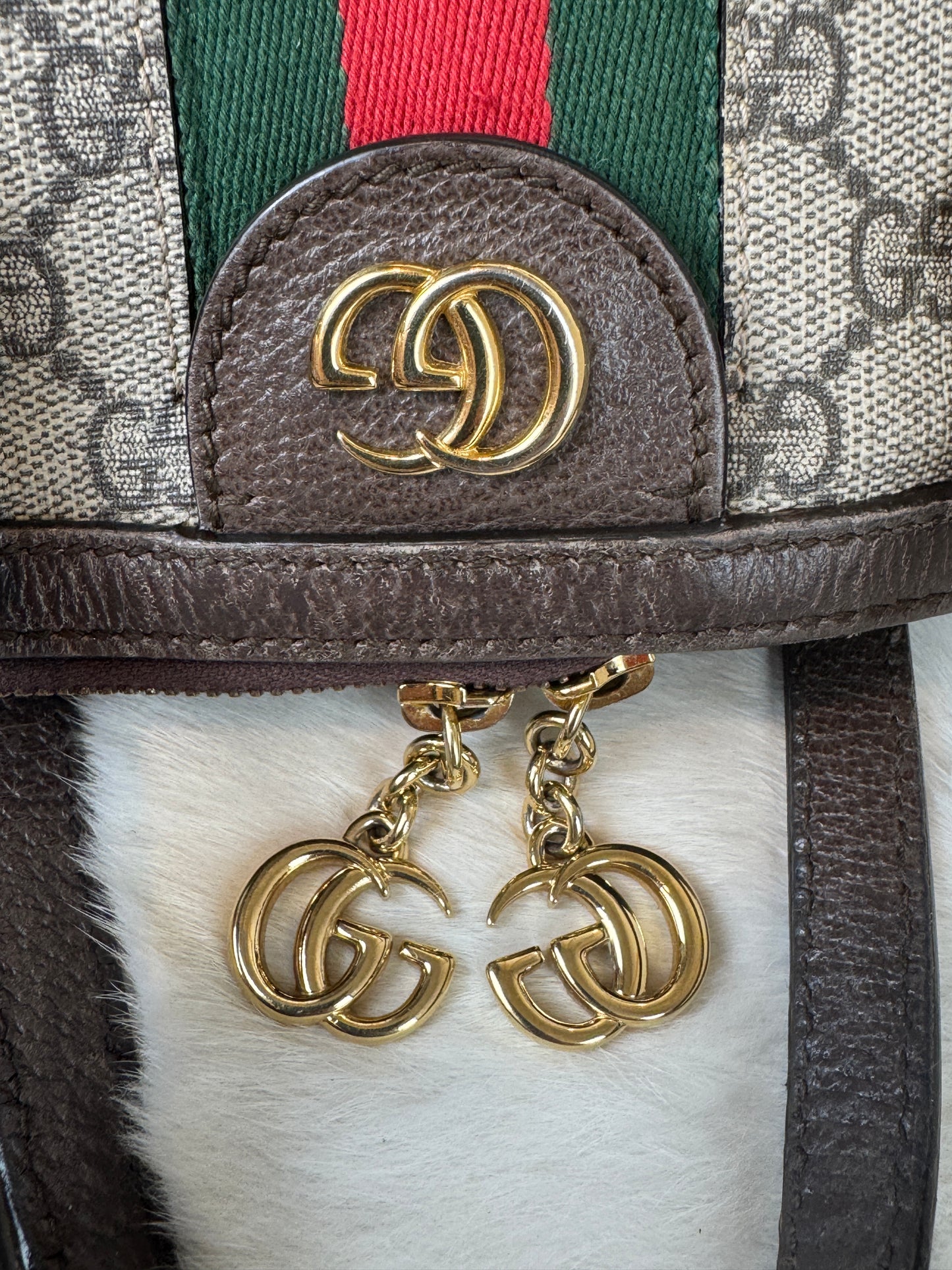 GUCCI Ophidia Supreme Canvas Round Top Medium Tote