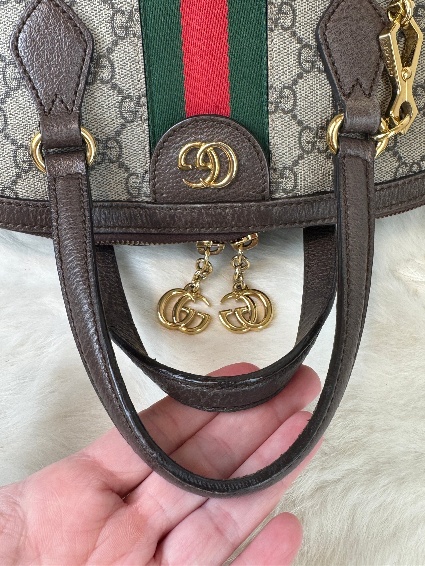 GUCCI Ophidia Supreme Canvas Round Top Medium Tote