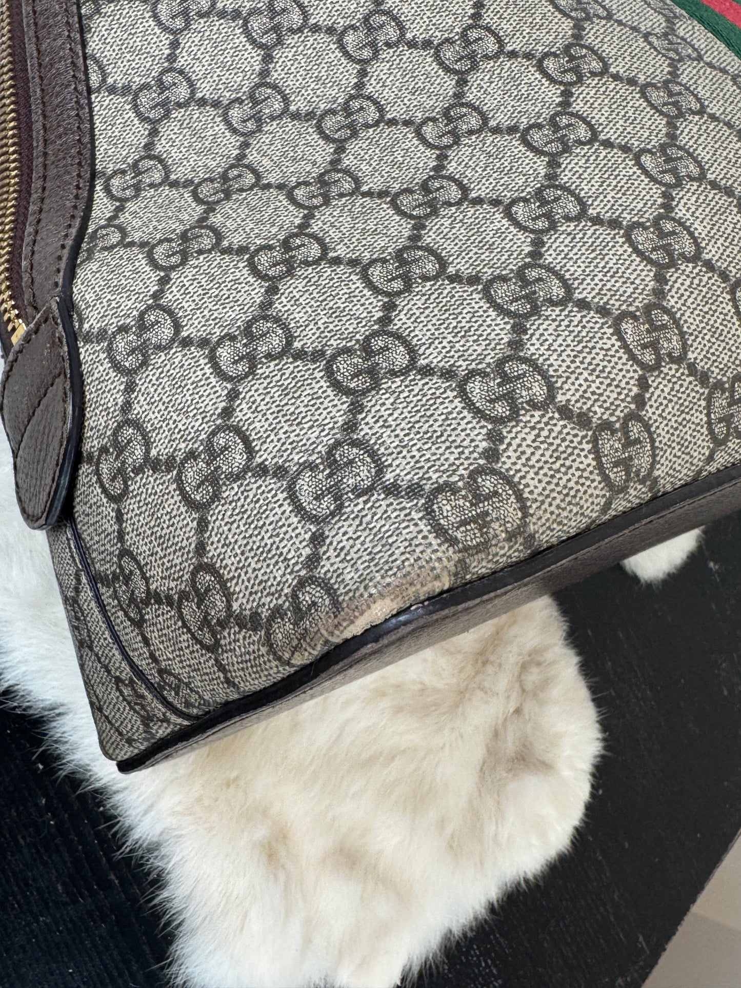 GUCCI Ophidia Supreme Canvas Round Top Medium Tote