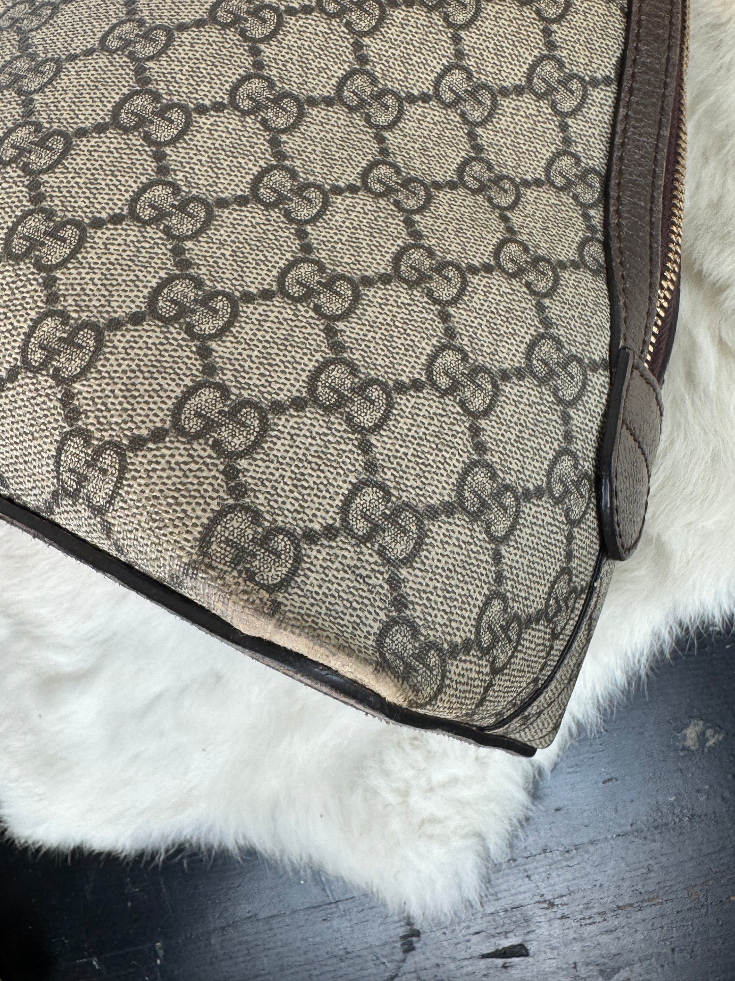 GUCCI Ophidia Supreme Canvas Round Top Medium Tote