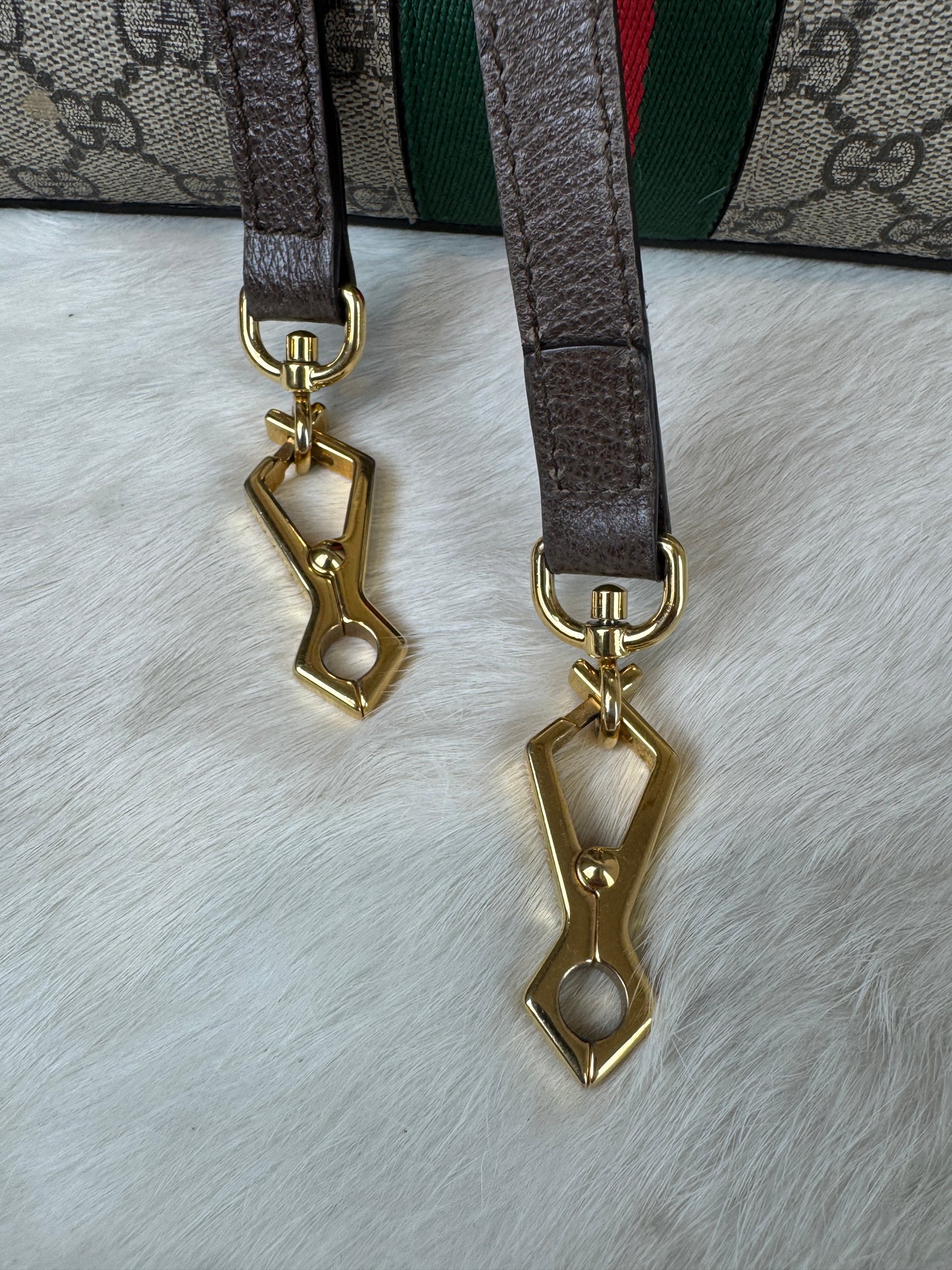 GUCCI Ophidia Supreme Canvas Round Top Medium Tote