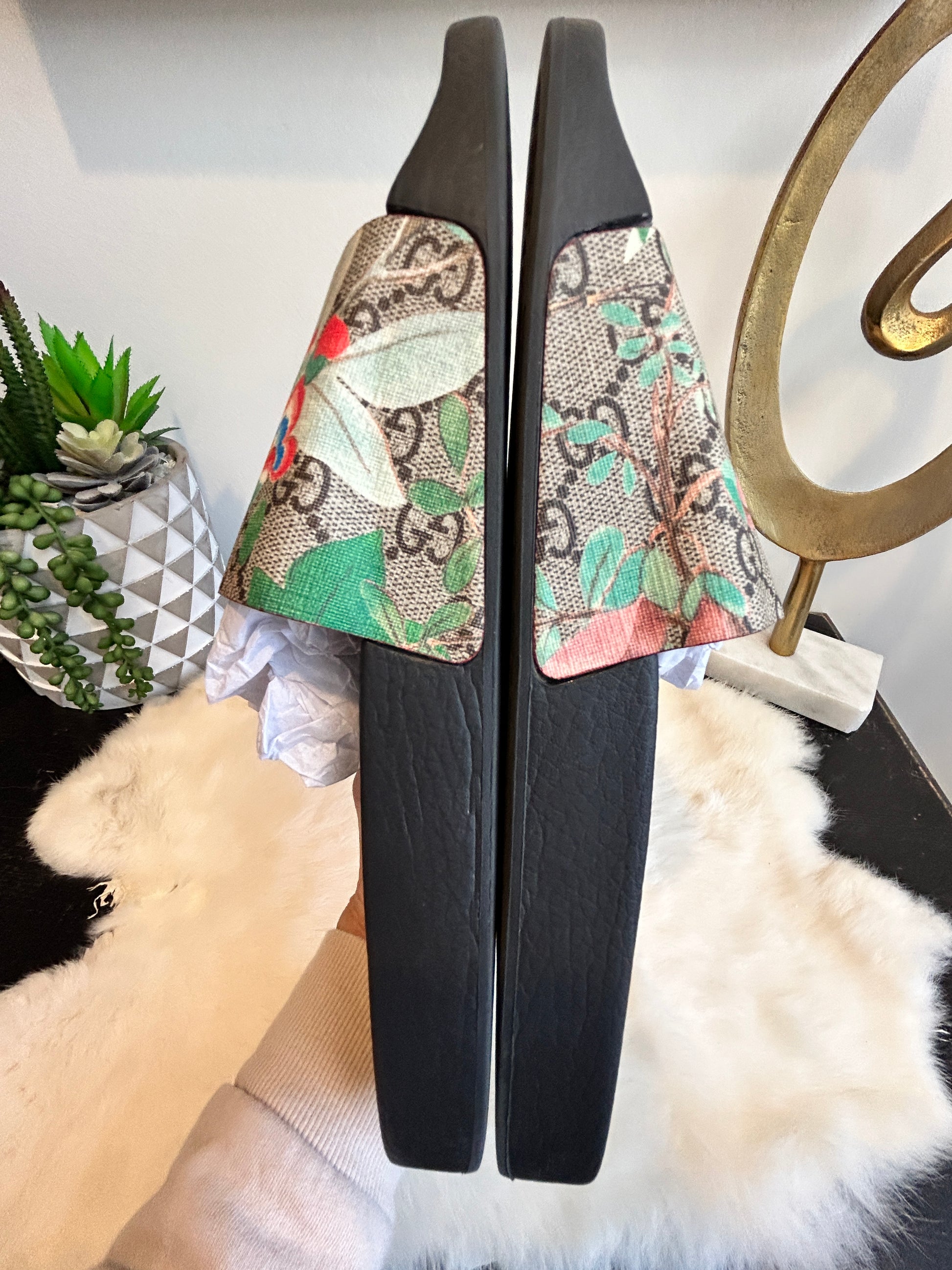 GUCCI Supreme Canvas Floral Tian Mens Slides 10EU – Ascherman Home