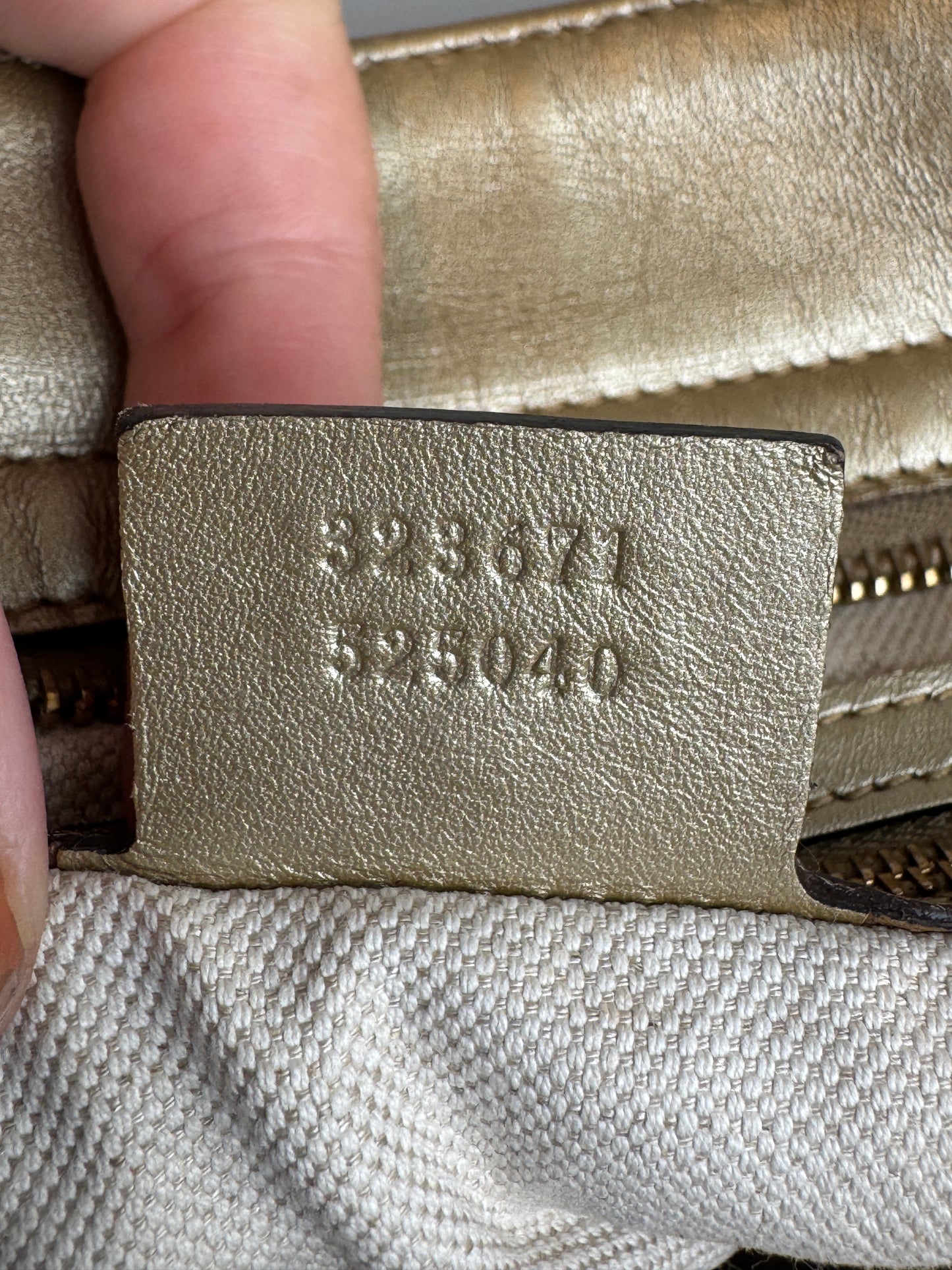 Gucci Gold All Leather Guccissima Metallic Zipper Tote