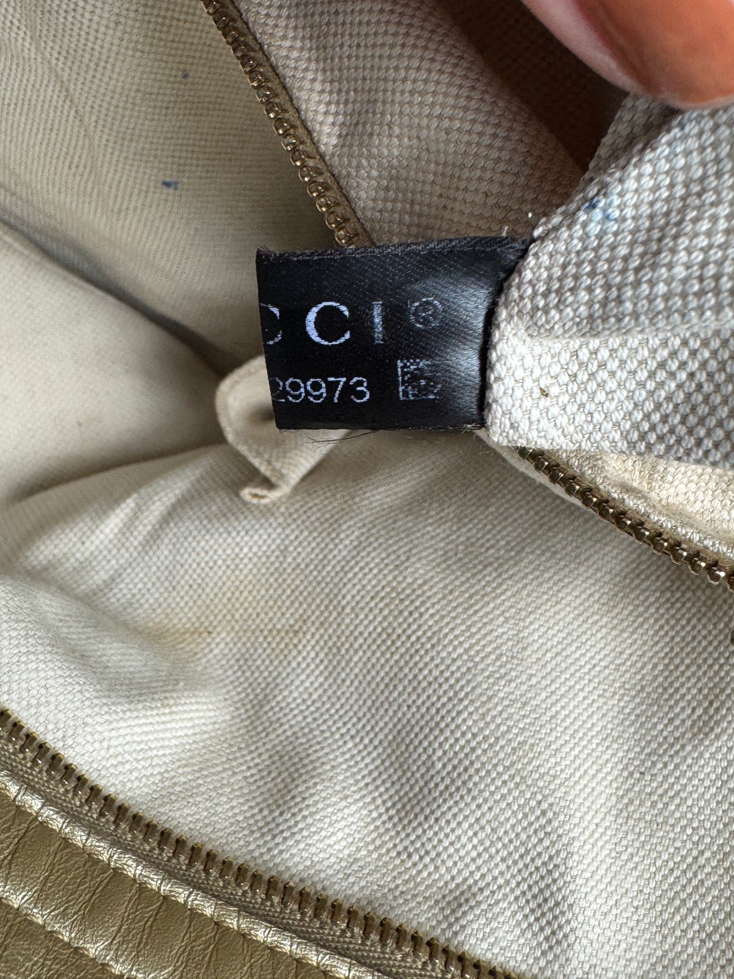 Gucci Gold All Leather Guccissima Metallic Zipper Tote