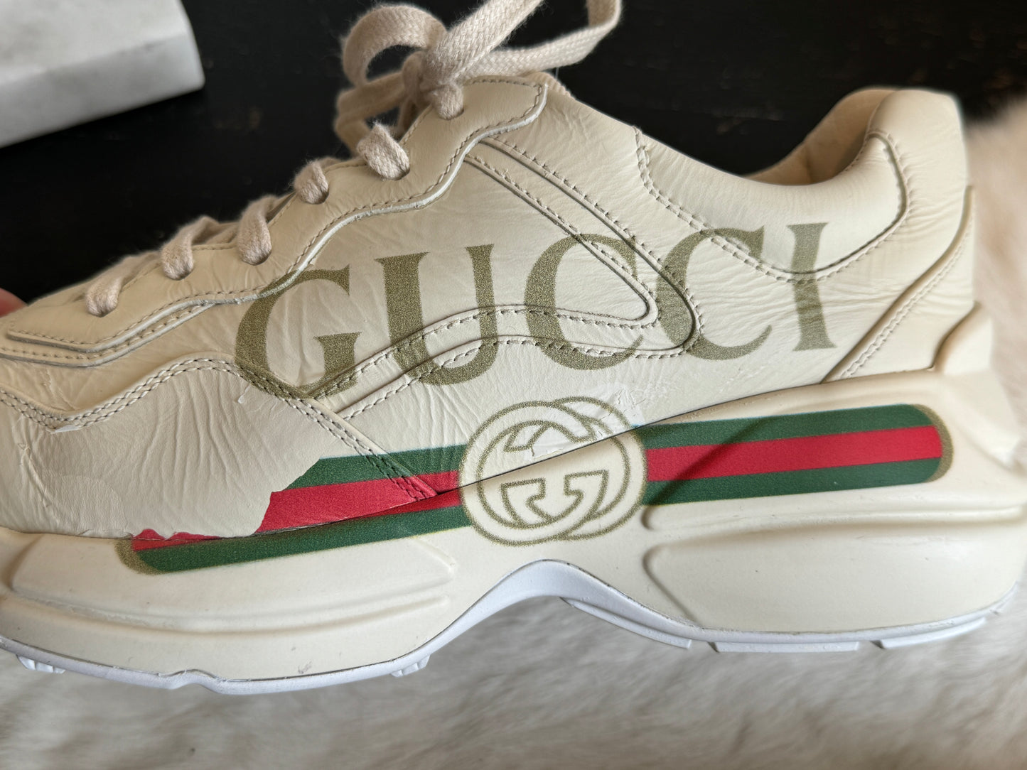 Gucci Rhyton Logo Ivory Sneakers 37.5EU