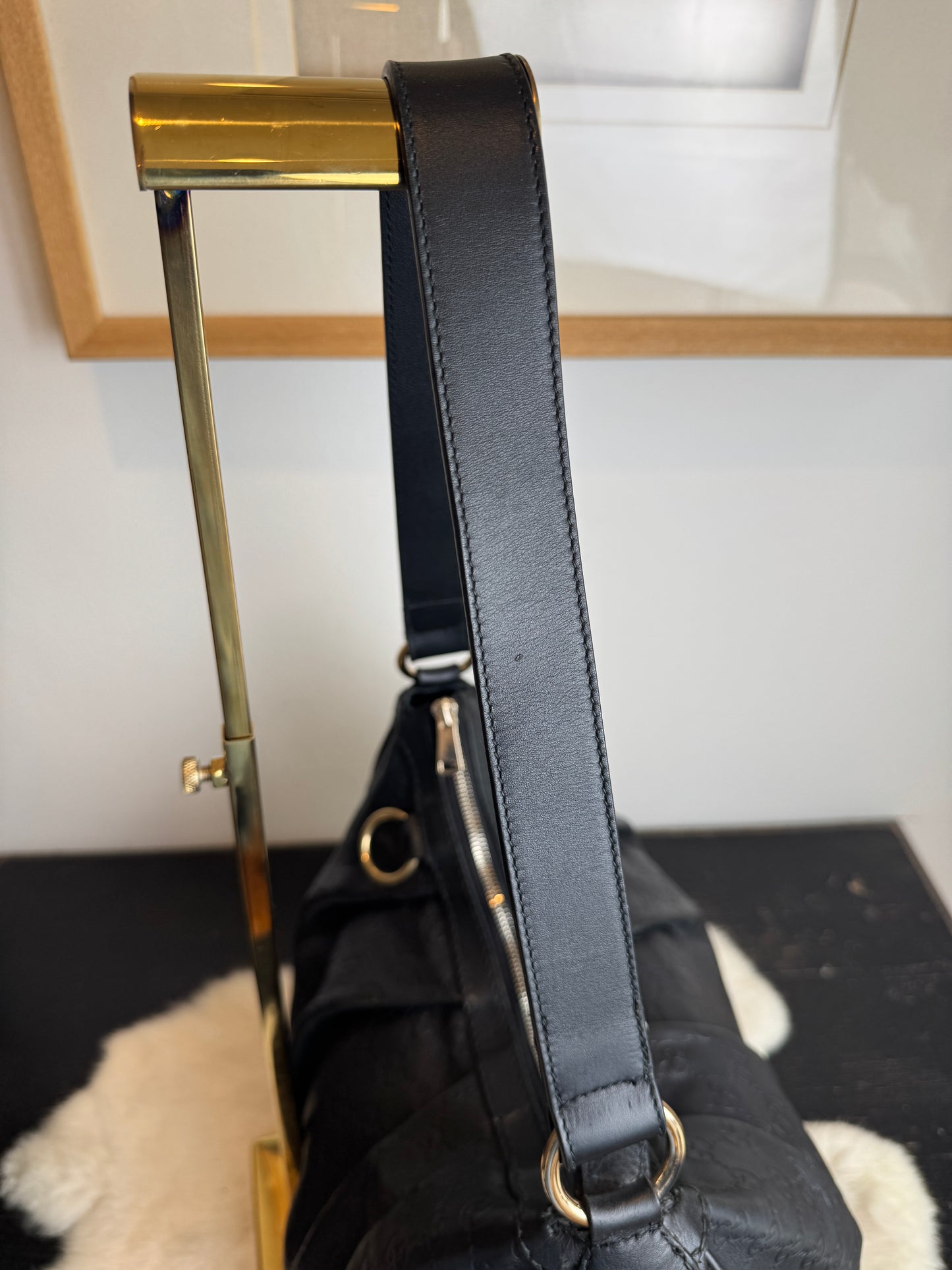 GUCCI Black Guccissima Leather Sukey Original Hobo Bag
