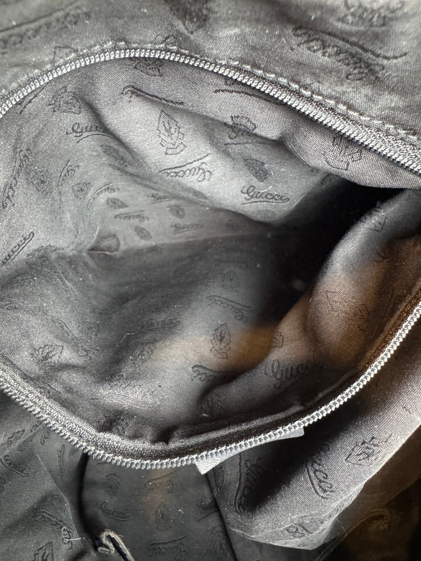 GUCCI Black Guccissima Leather Sukey Original Hobo Bag