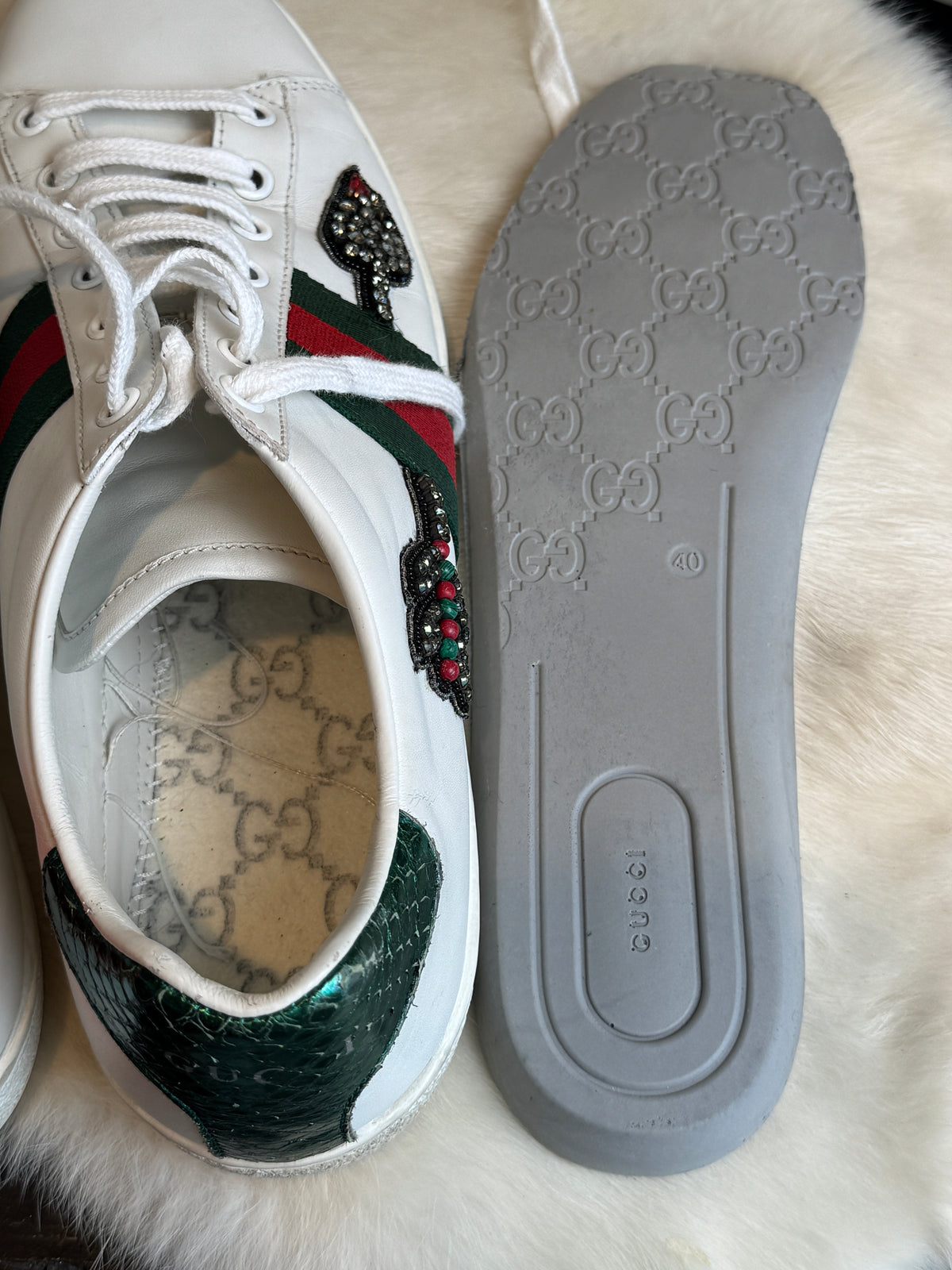 GUCCI Ace Rhinestone Arrows Sneakers Size 40EU